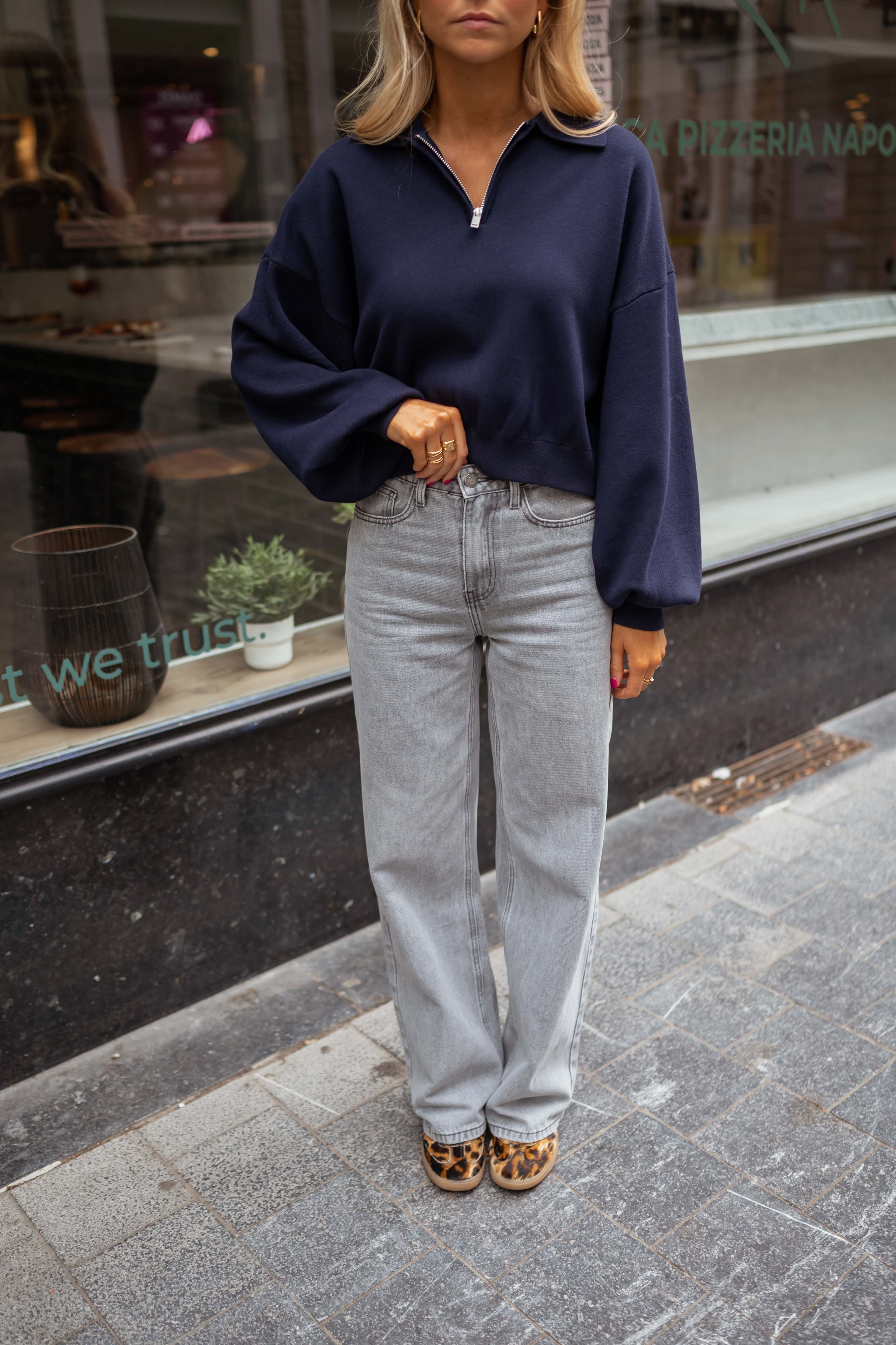 Jeans Célestine - Gris Clair - Taille Haute