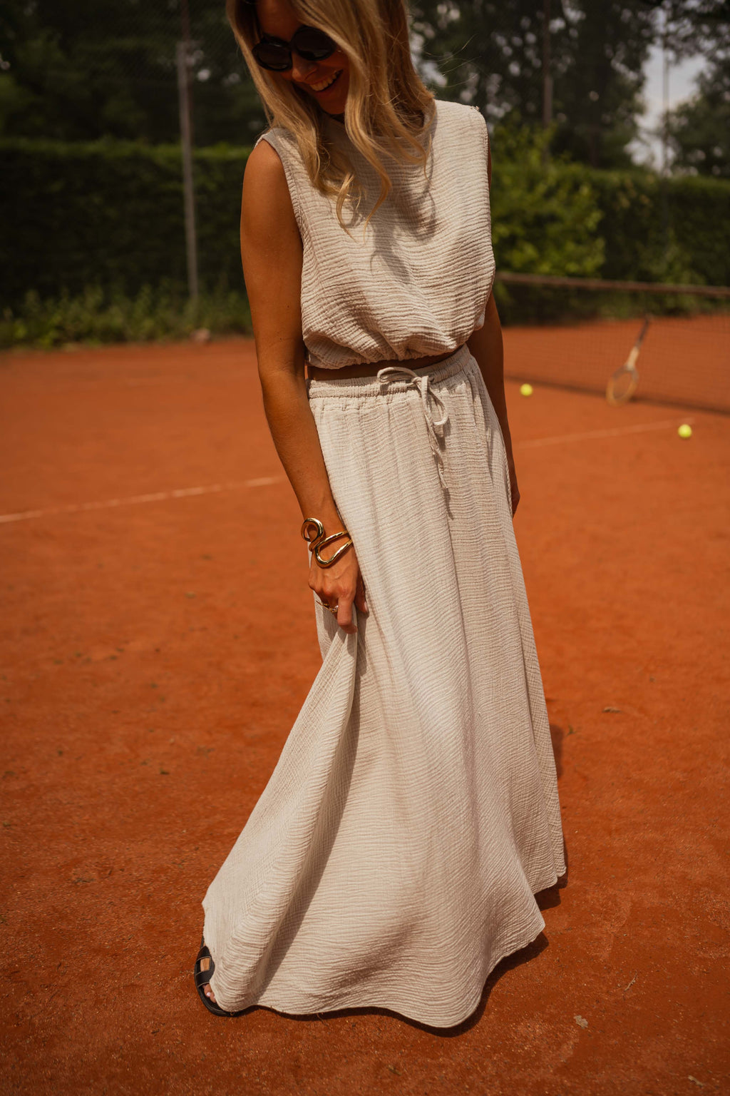 Jupe Alyssa - beige en gaze de coton