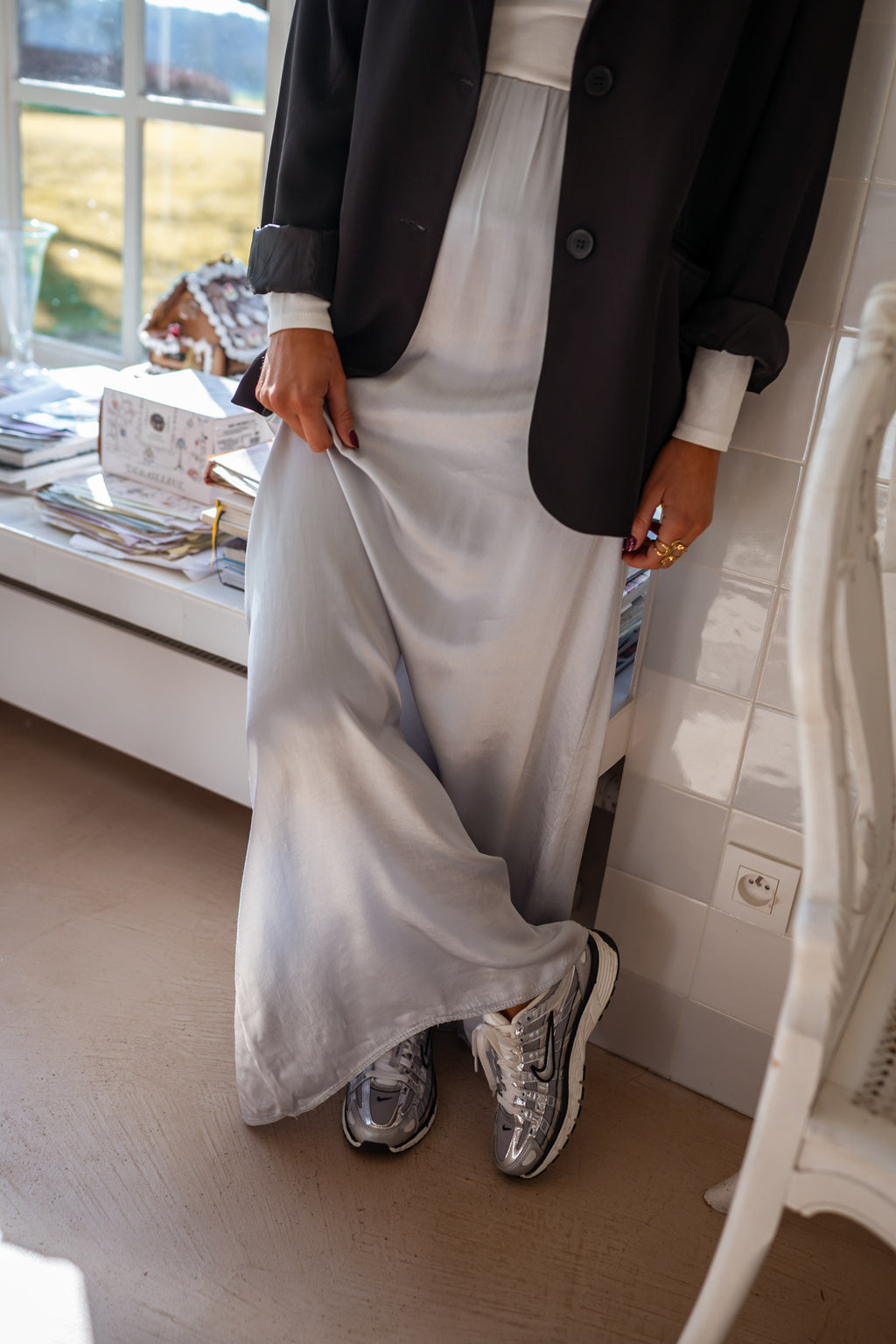 Janis long skirt - silvery