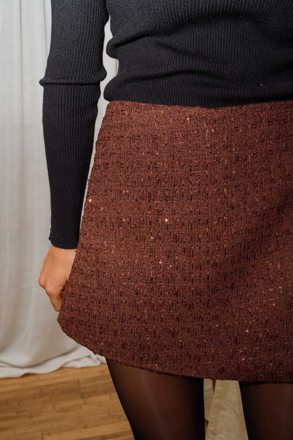 Jupe-short Simon - Tweed brune