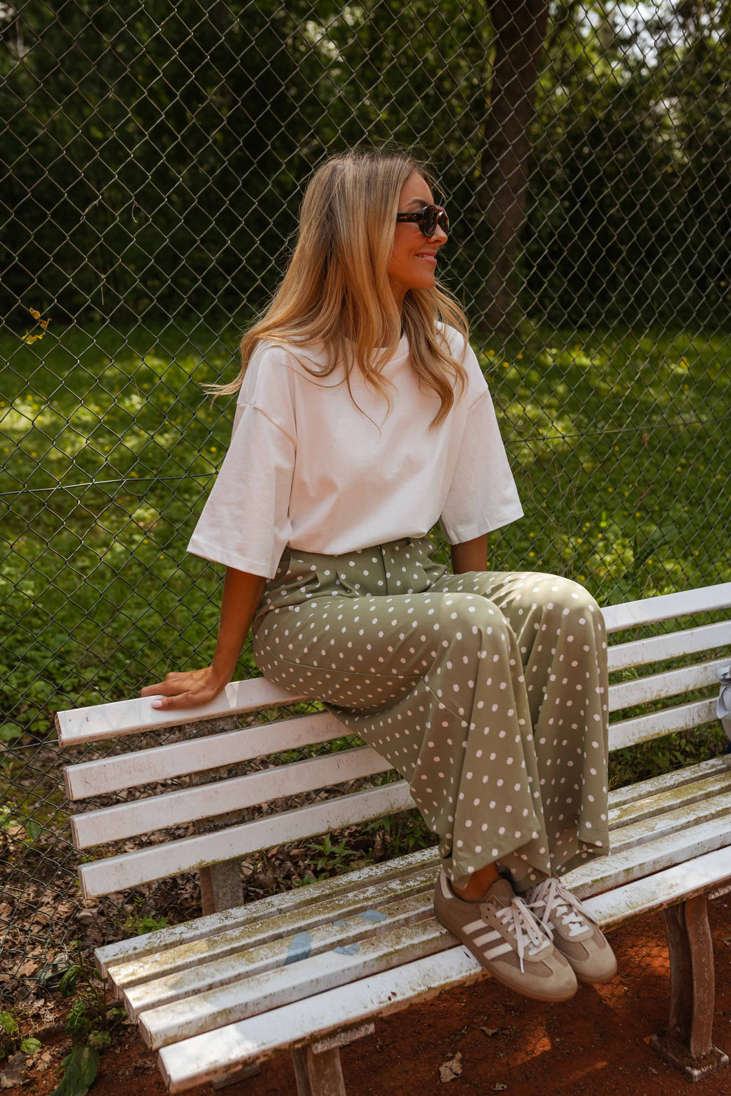 Pantalon Augustina - vert à pois