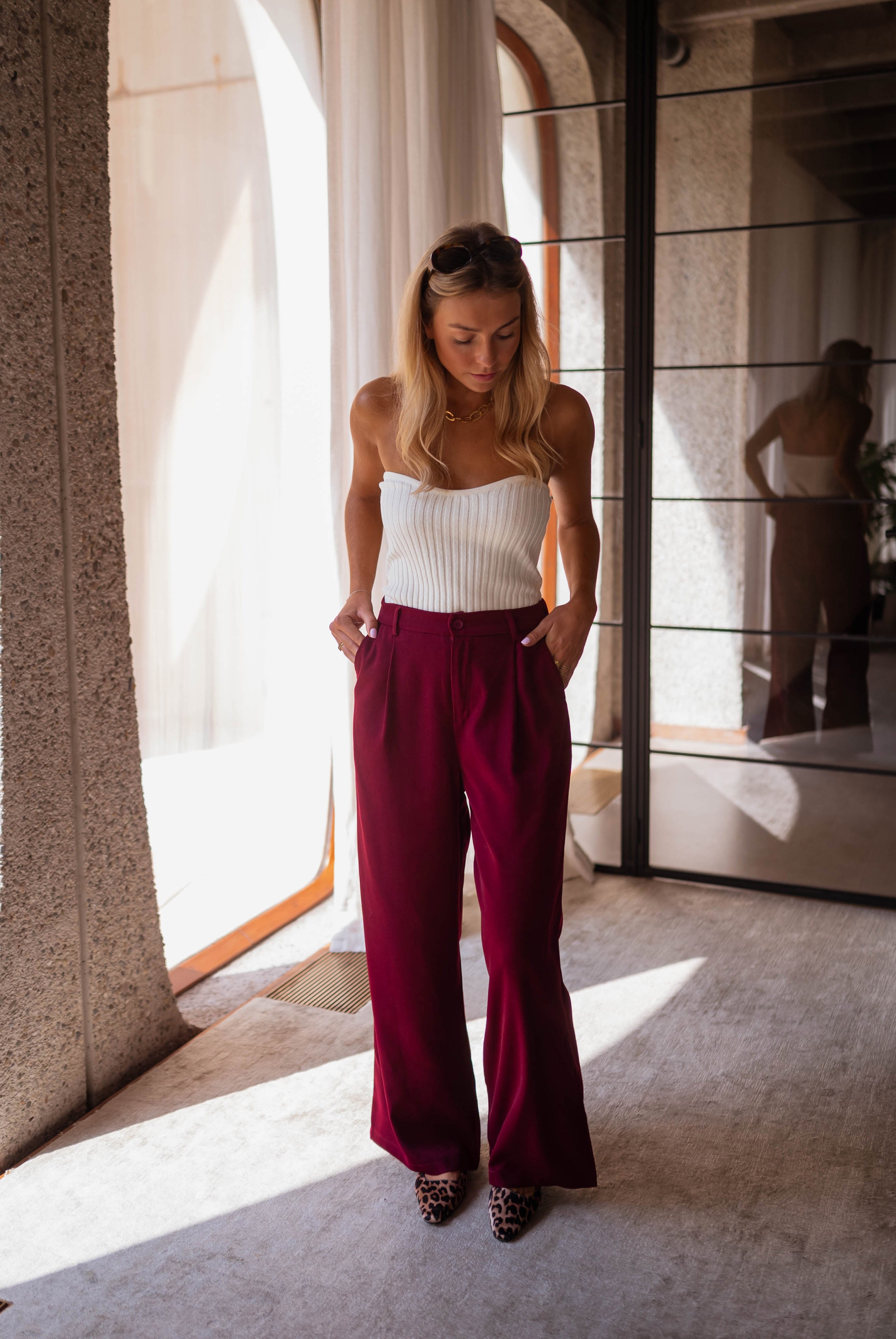 Pantalon Azra - Bordeaux- Coupe Droite – Easy Clothes