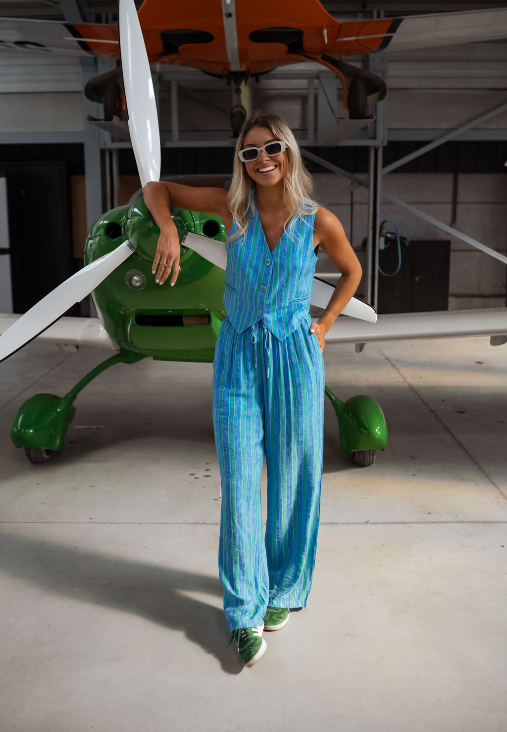 Pantalon Jorda - vert et bleu