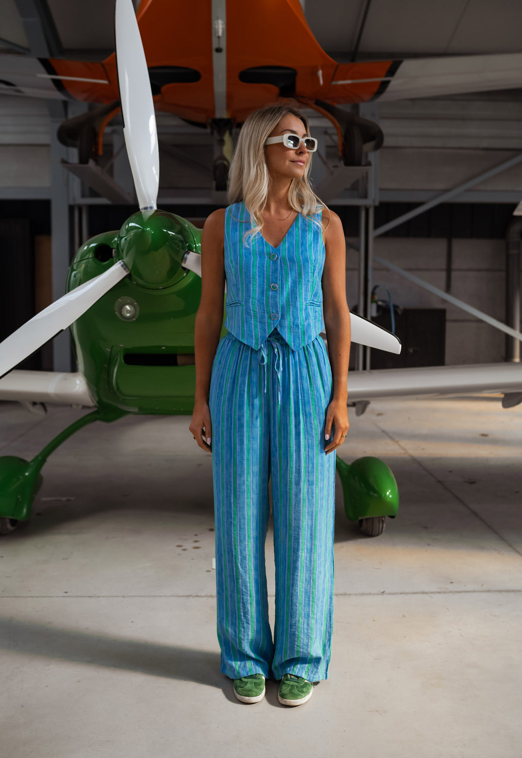 Pantalon Jorda - vert et bleu