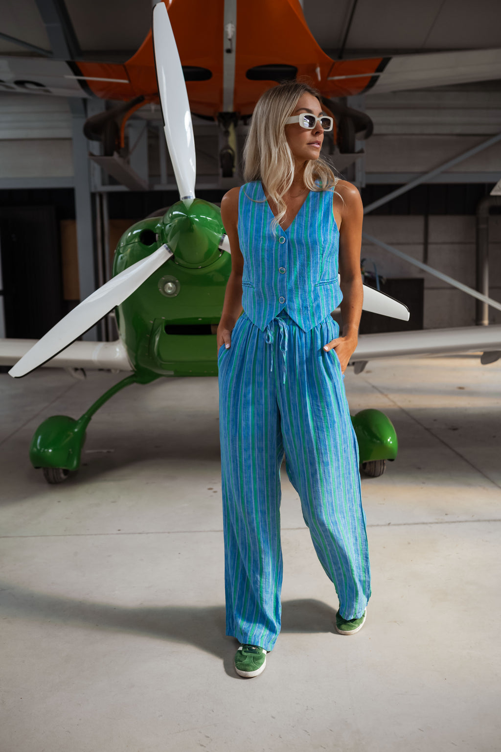 Pantalon Jorda - vert et bleu