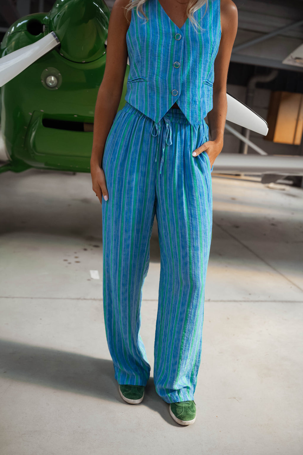 Pantalon Jorda - vert et bleu