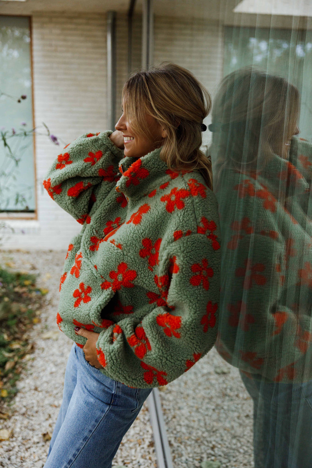 Polaire Sael - kaki et orange