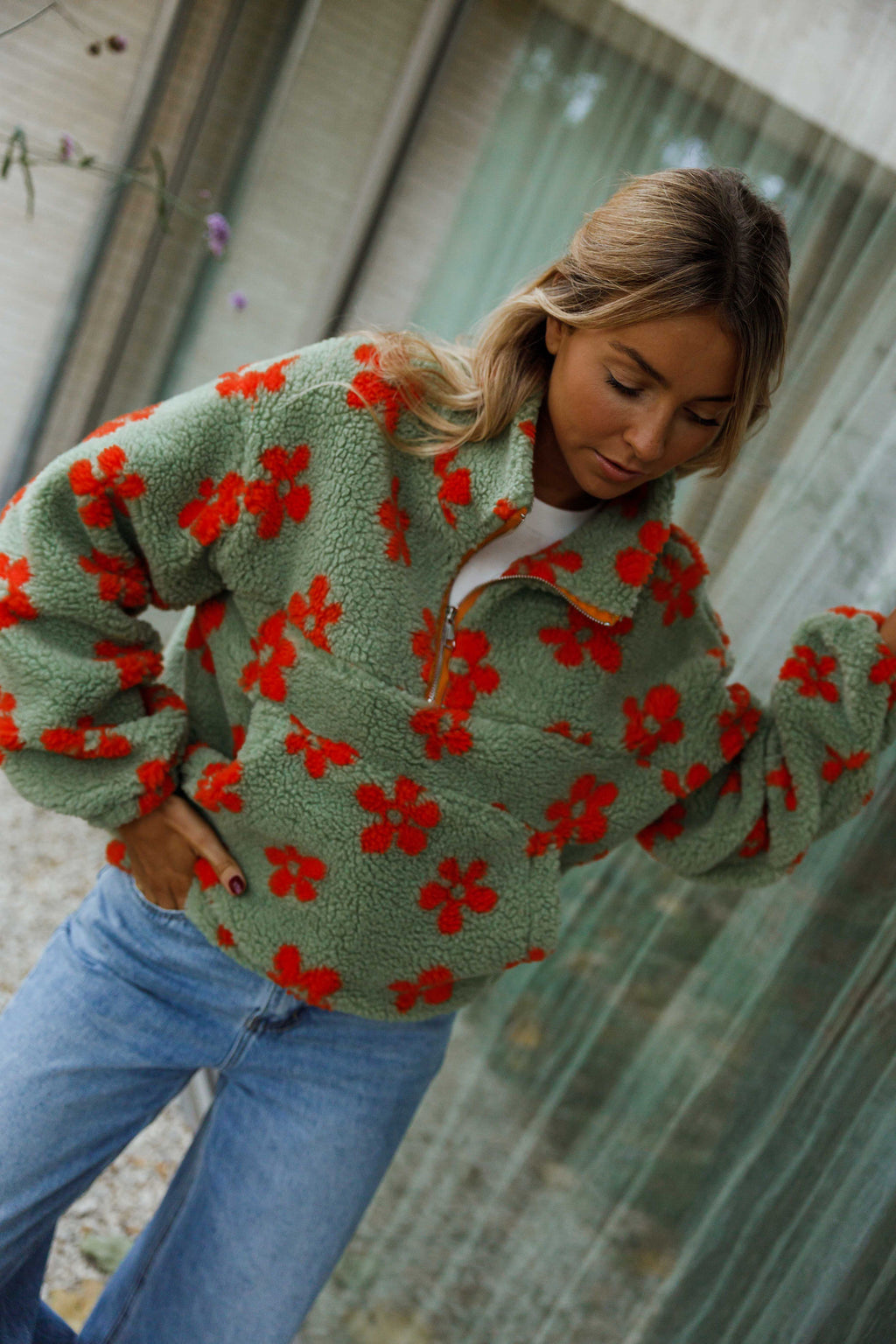 Polaire Sael - kaki et orange