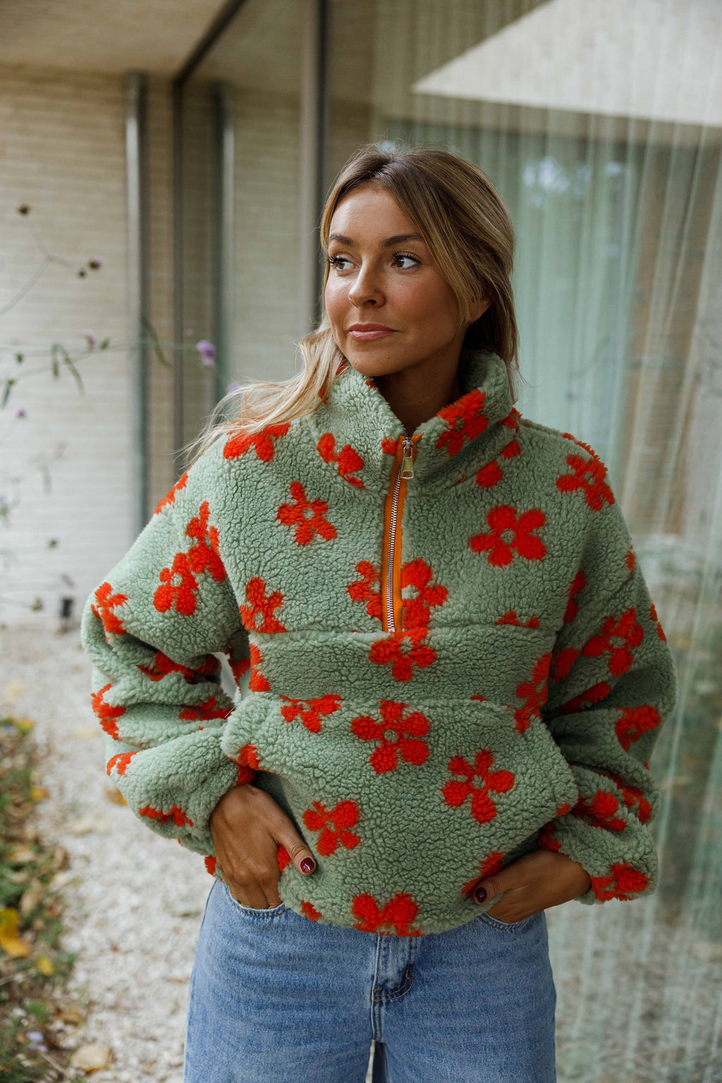 Polaire Sael - kaki et orange