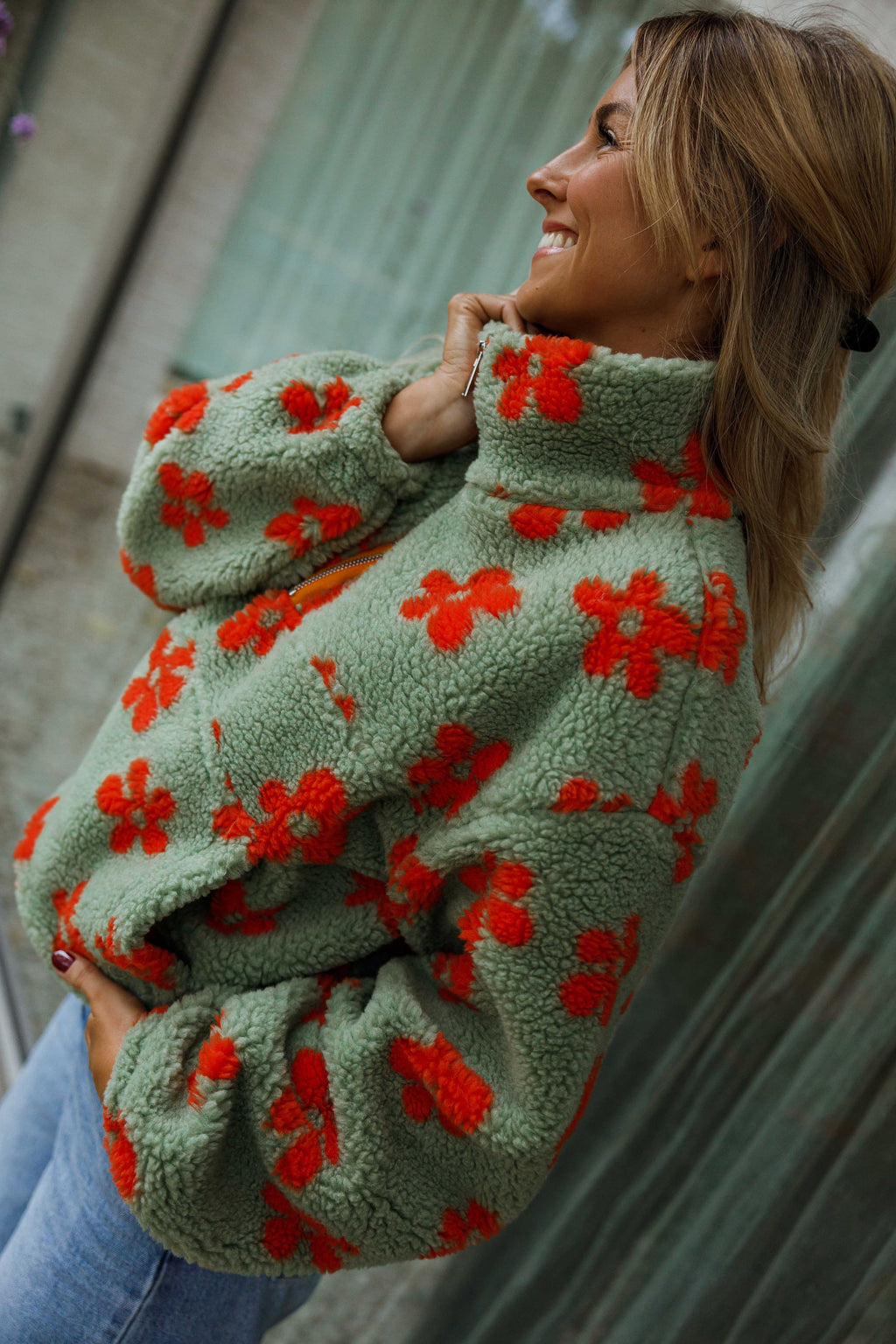 Polaire Sael - kaki et orange