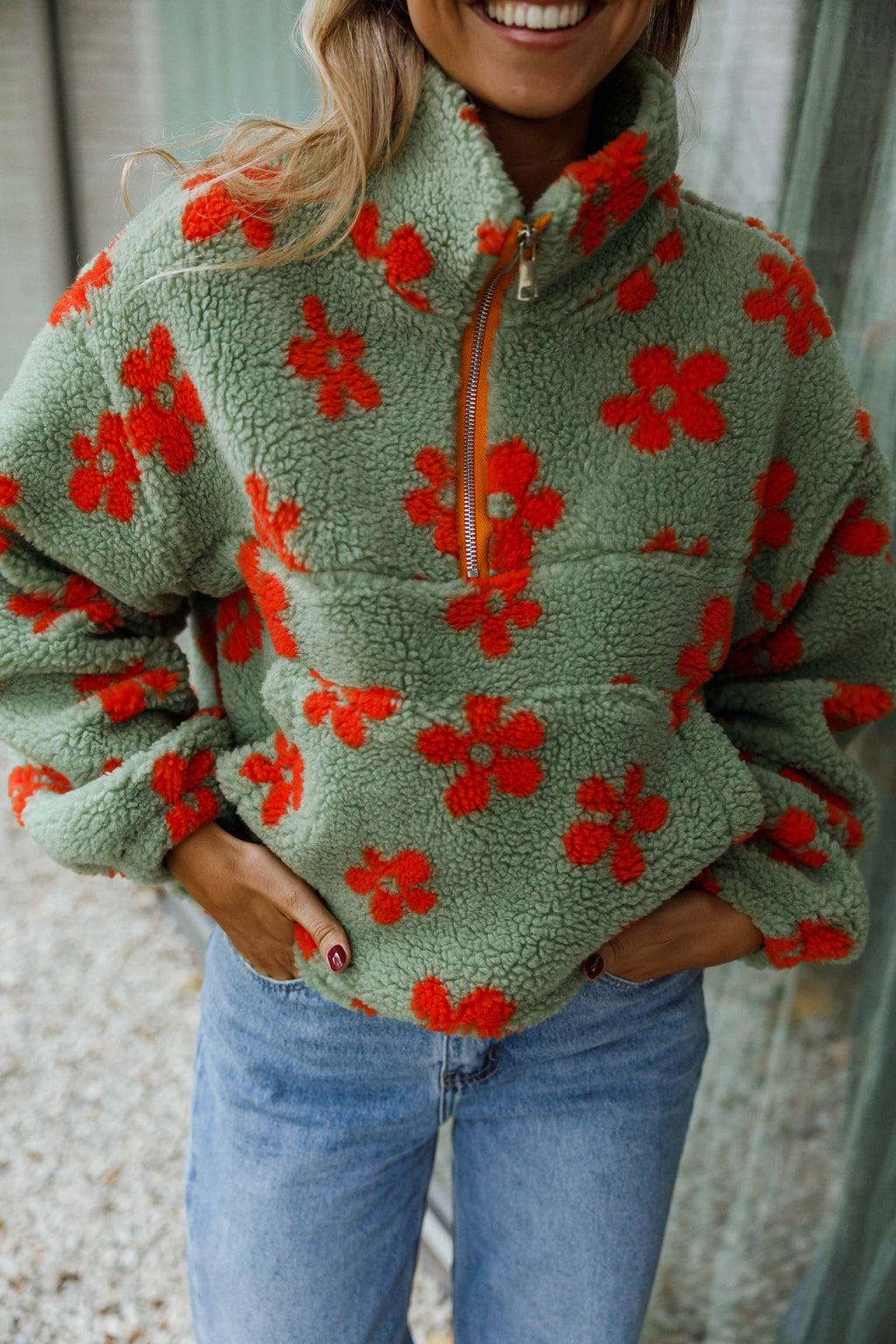 Polaire Sael - kaki et orange