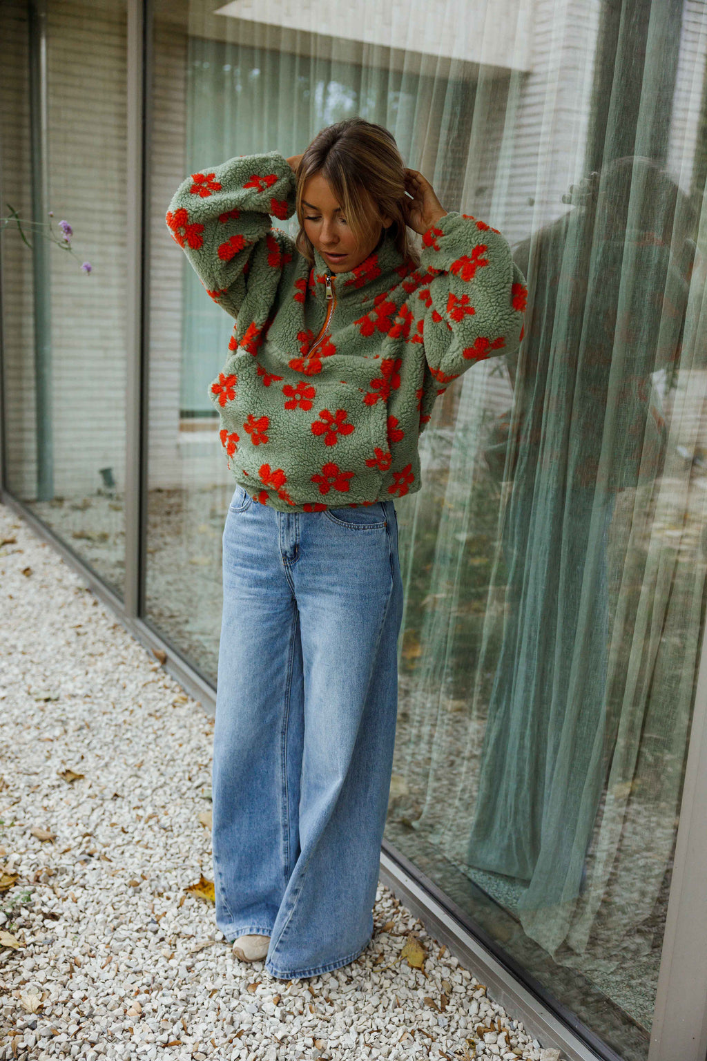 Polaire Sael - kaki et orange