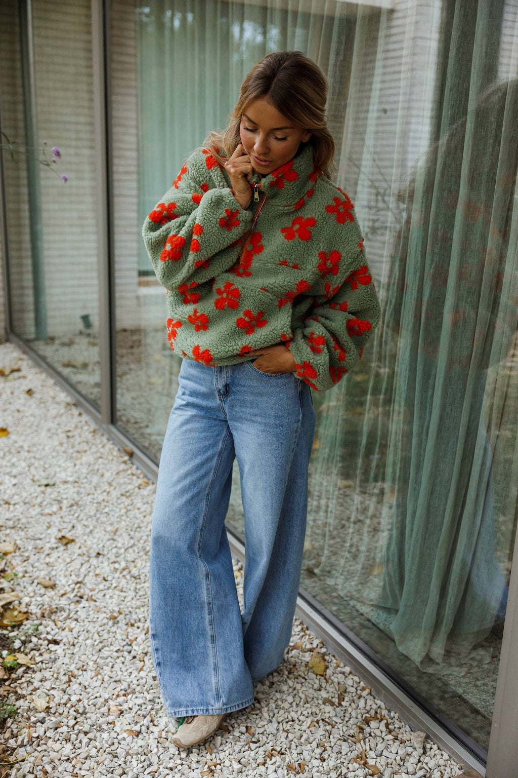 Polaire Sael - kaki et orange