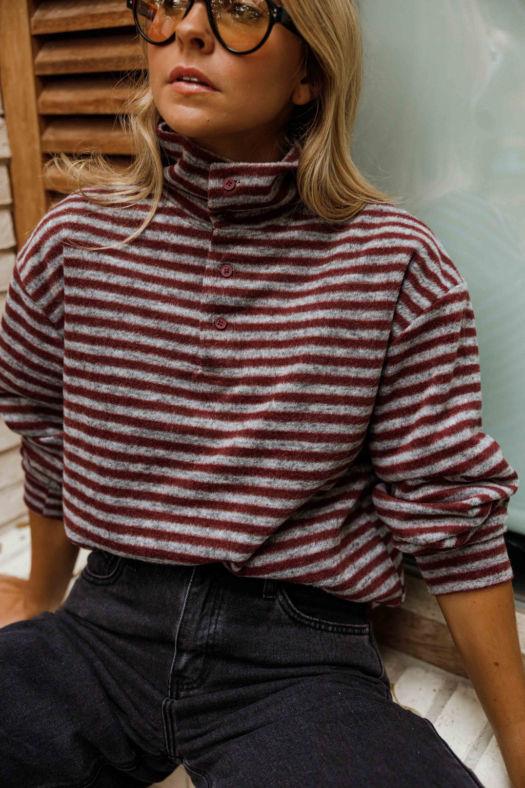 Pull Batista - gris et bordeaux