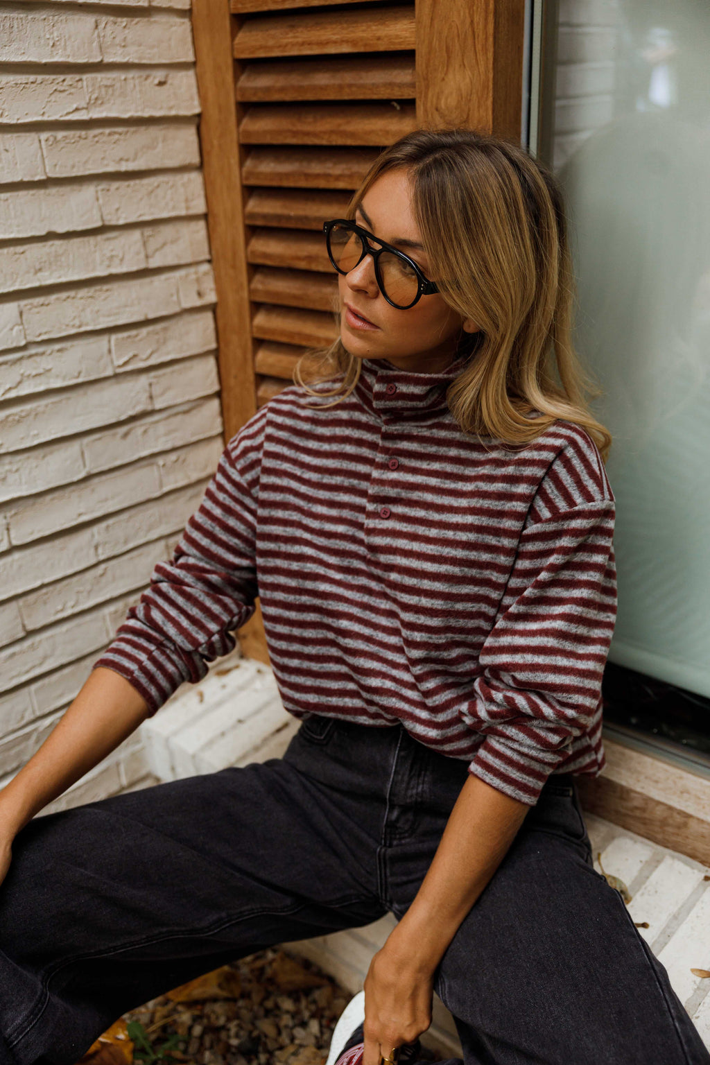 Pull Batista - gris et bordeaux