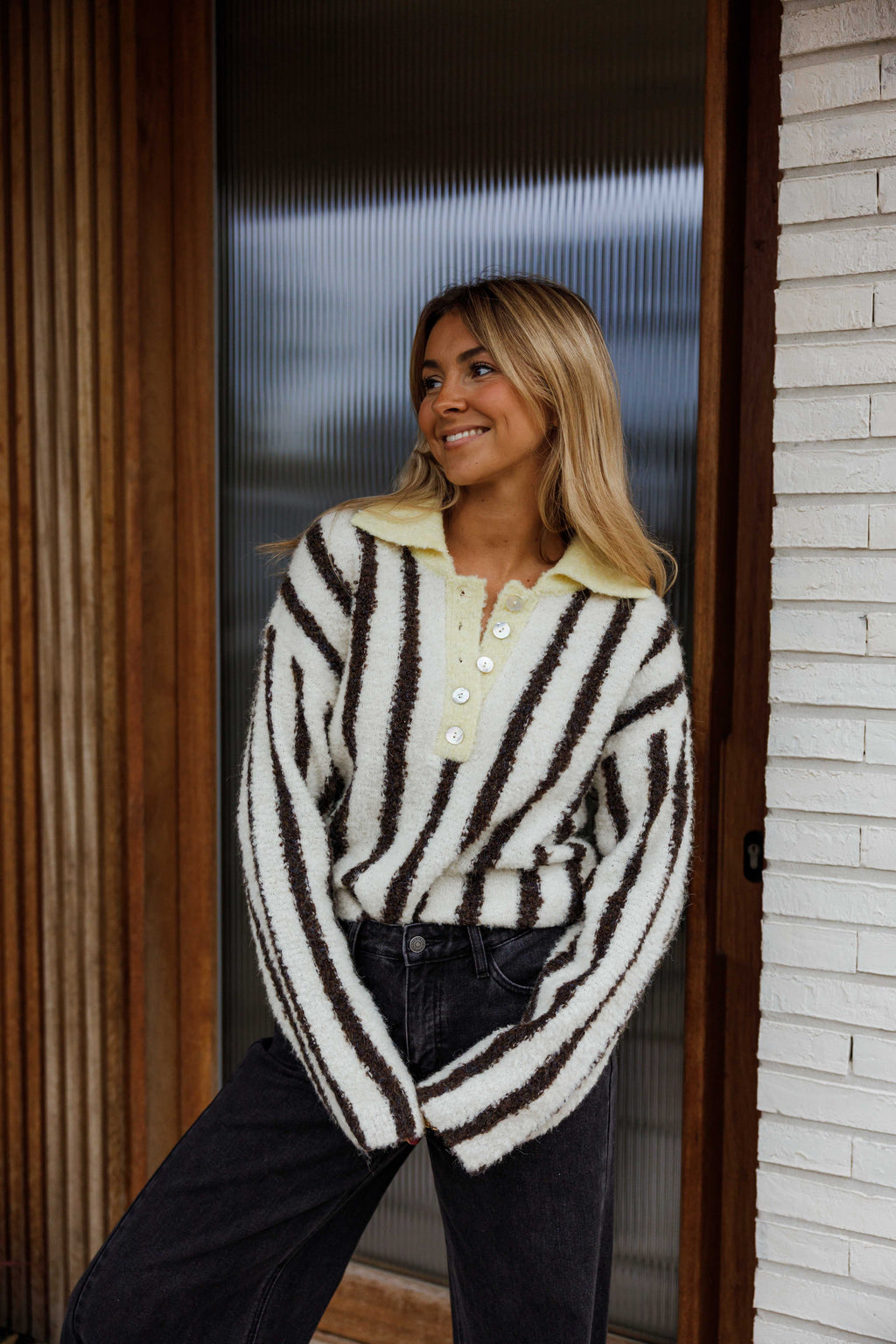 Pull Edith - brun à lignes