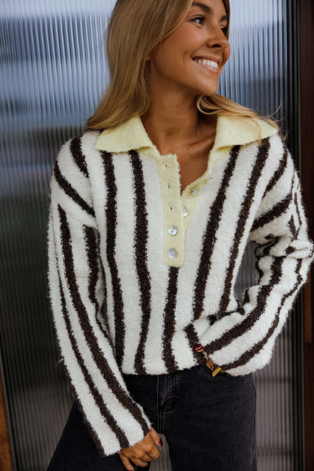 Pull Edith - brun à lignes