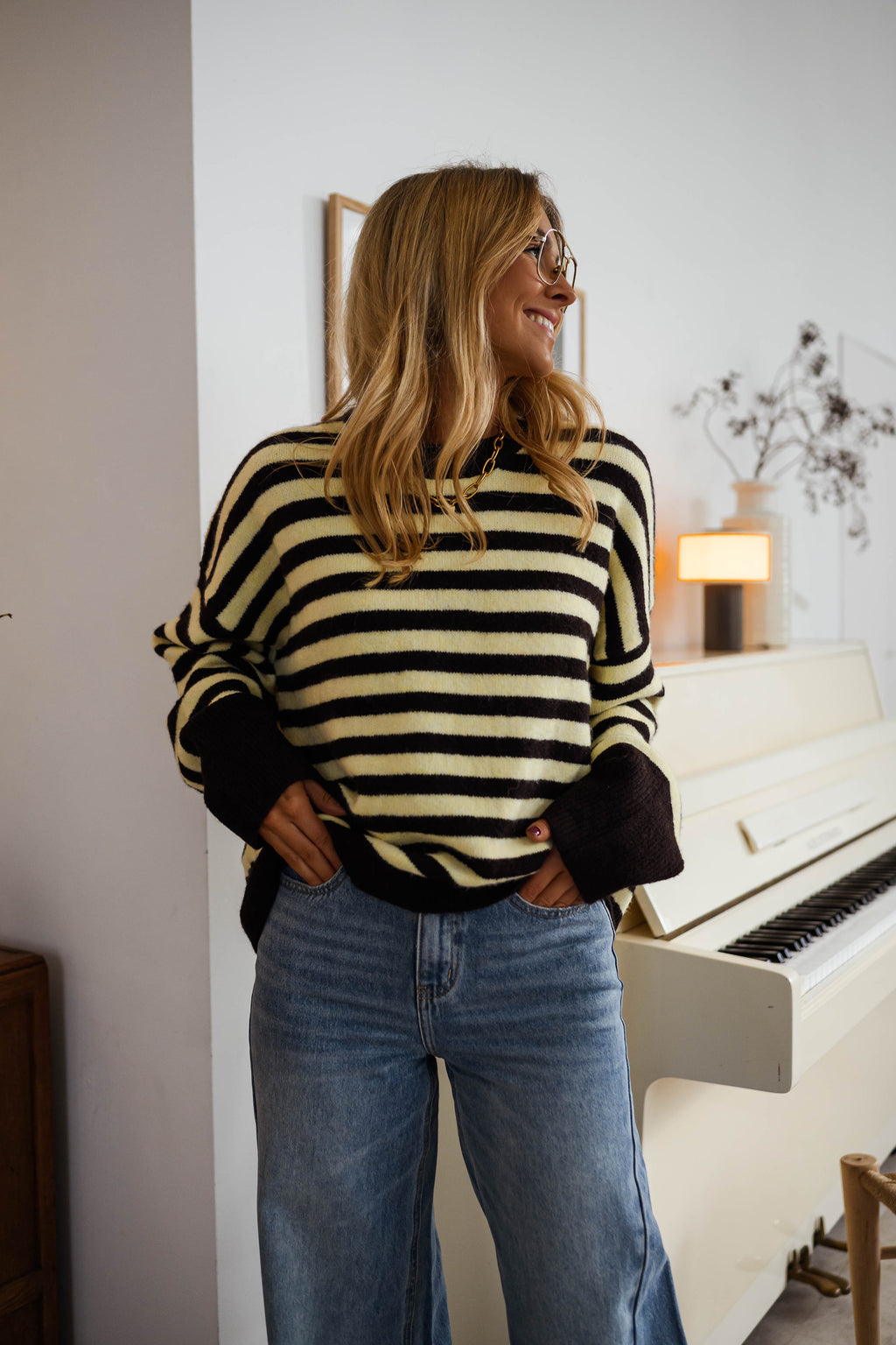Pull Emilie - jaune et brun