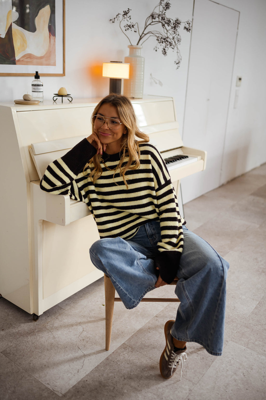 Pull Emilie - jaune et brun