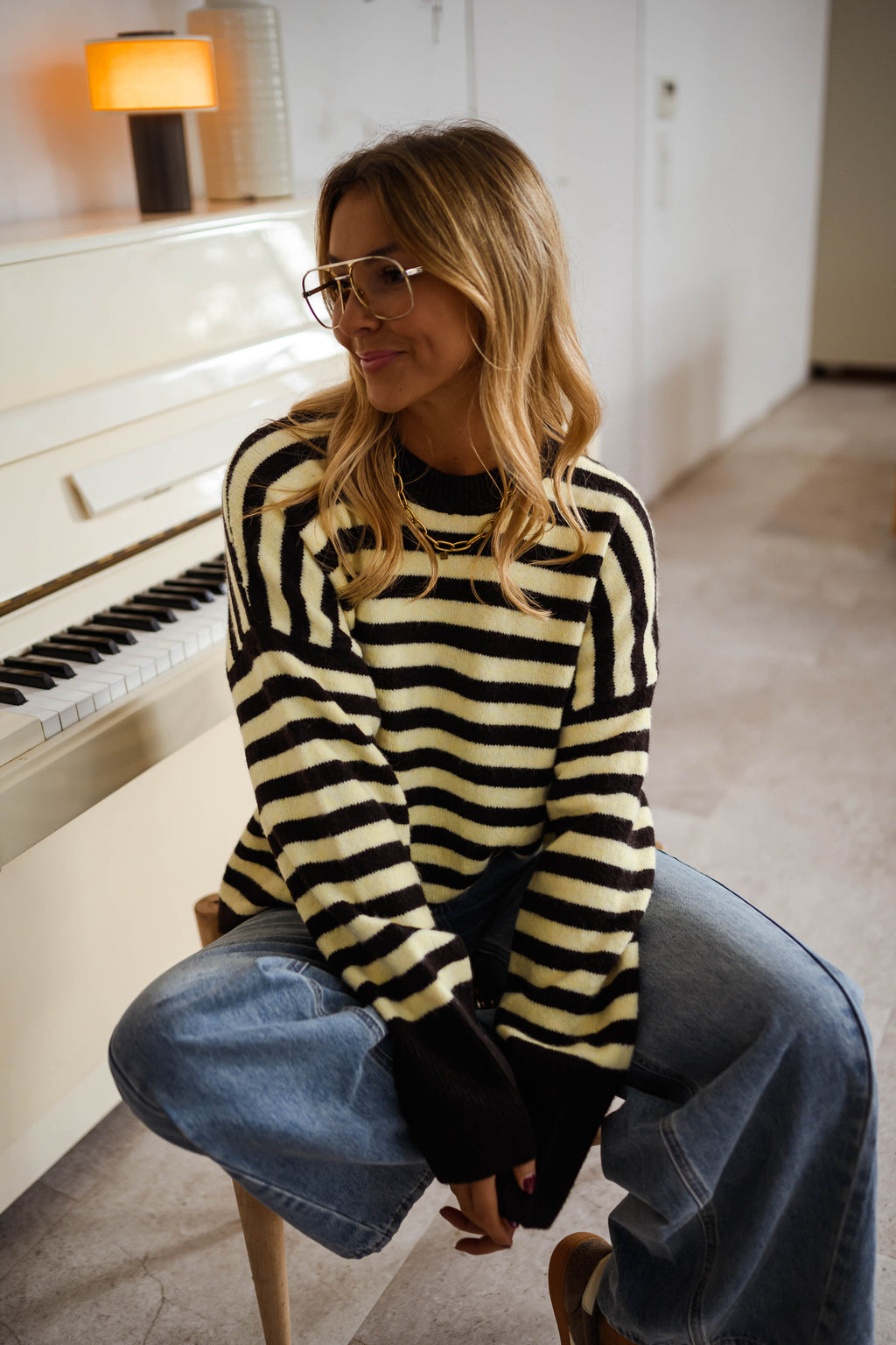 Pull Emilie - jaune et brun