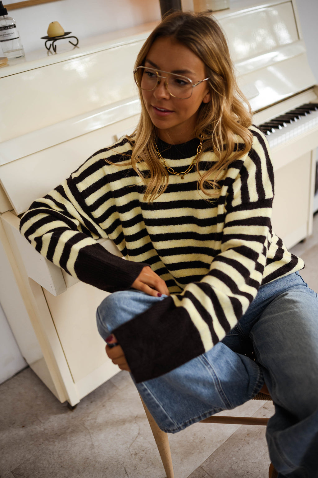 Pull Emilie - jaune et brun