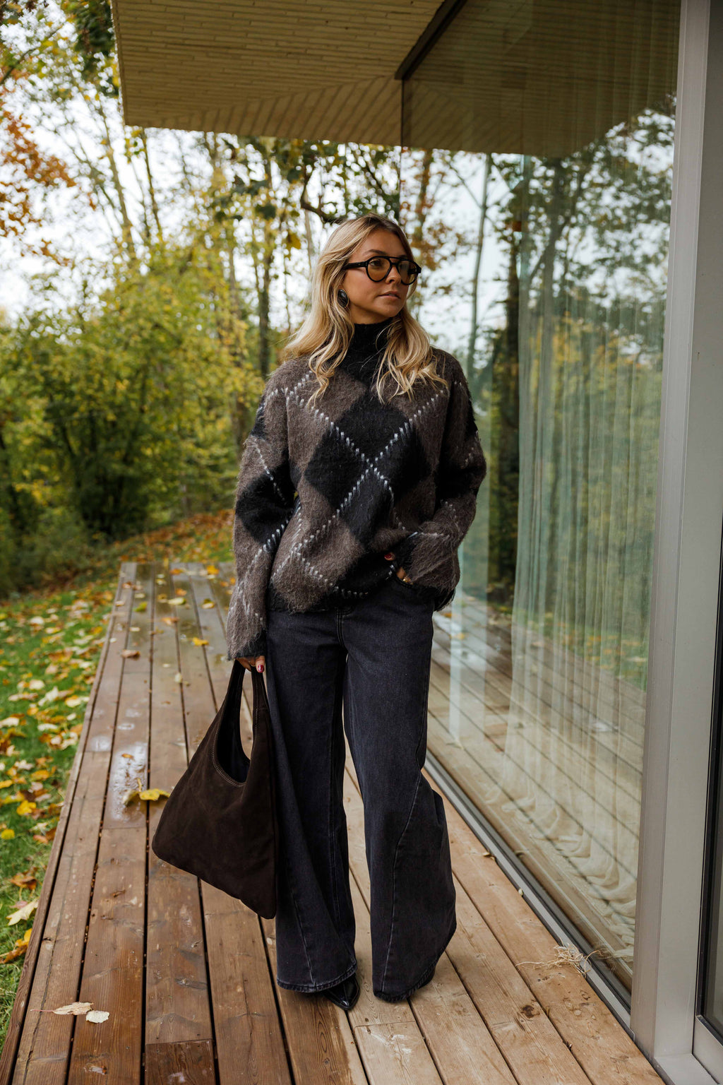 Pull Felix - brun et noir à carreaux