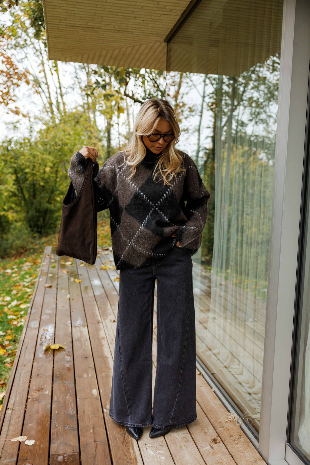 Pull Felix - brun et noir à carreaux