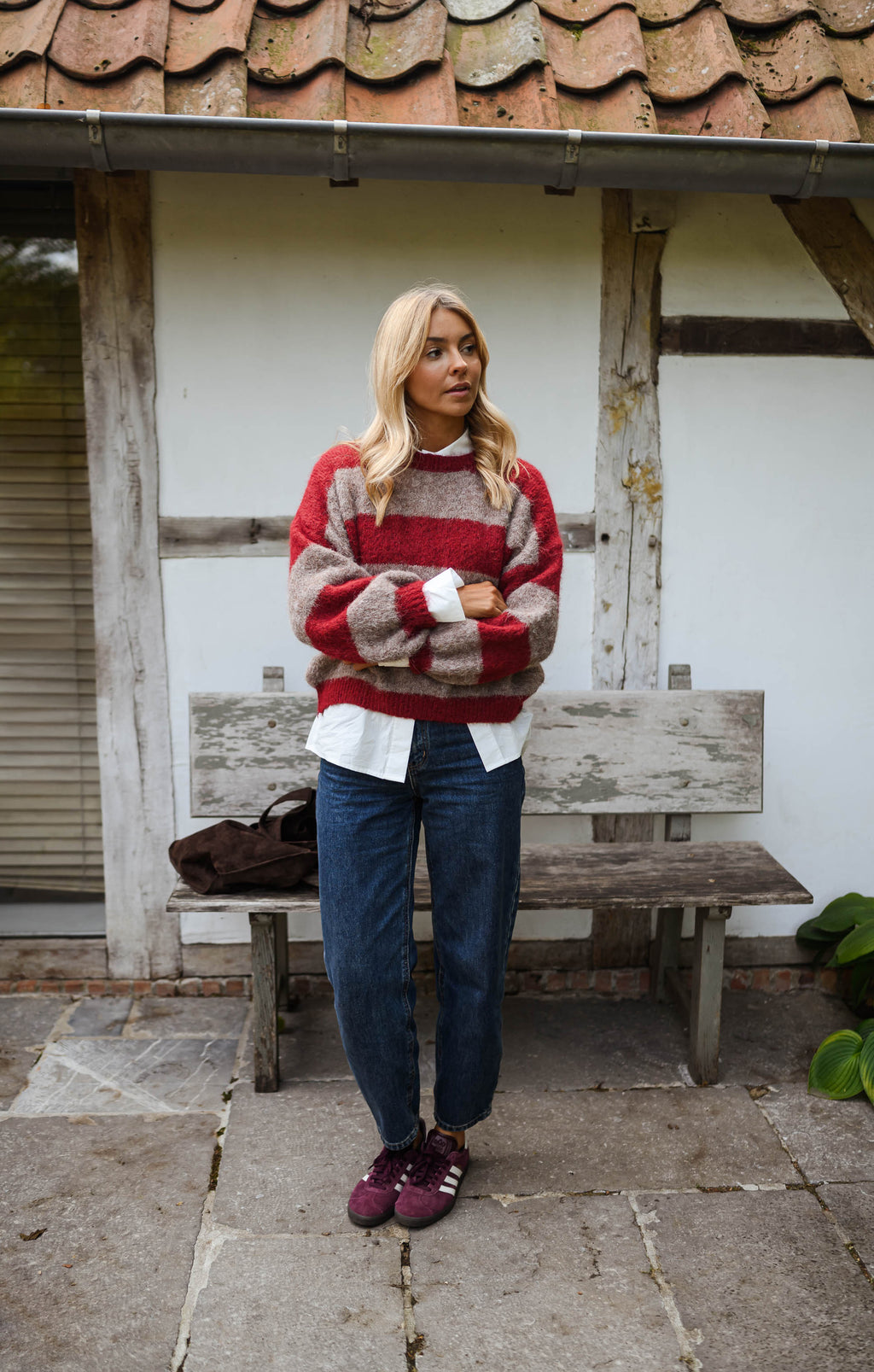 Ralphy Sweater - Burgundy and Brown with Stripes