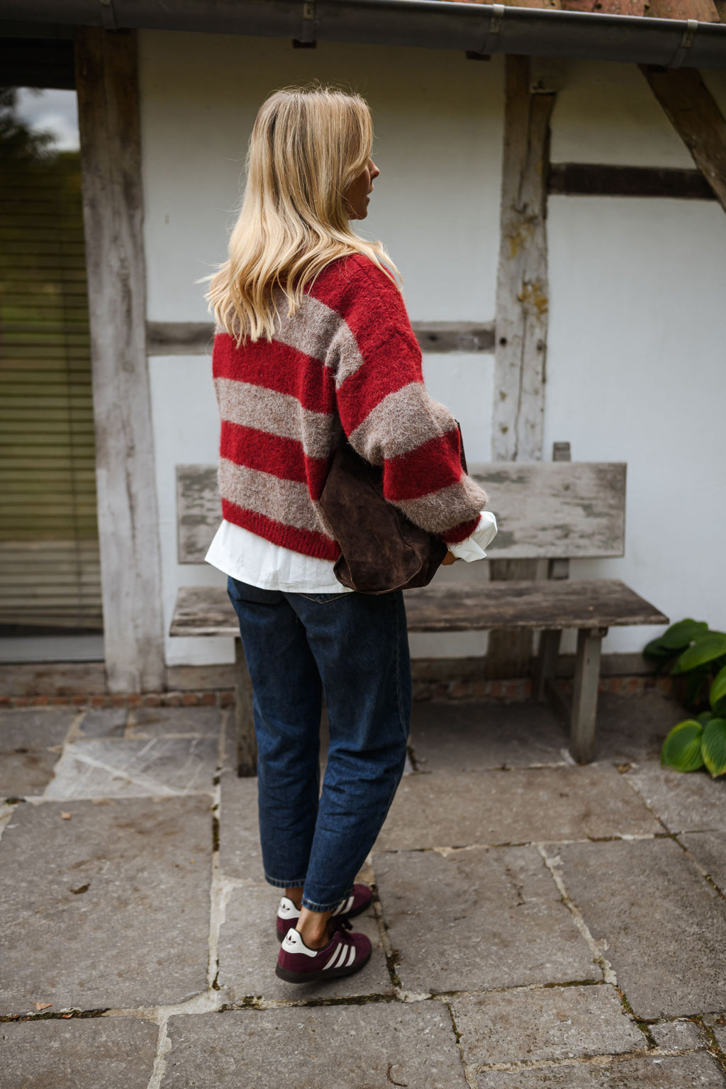 Ralphy Sweater - Burgundy and Brown with Stripes