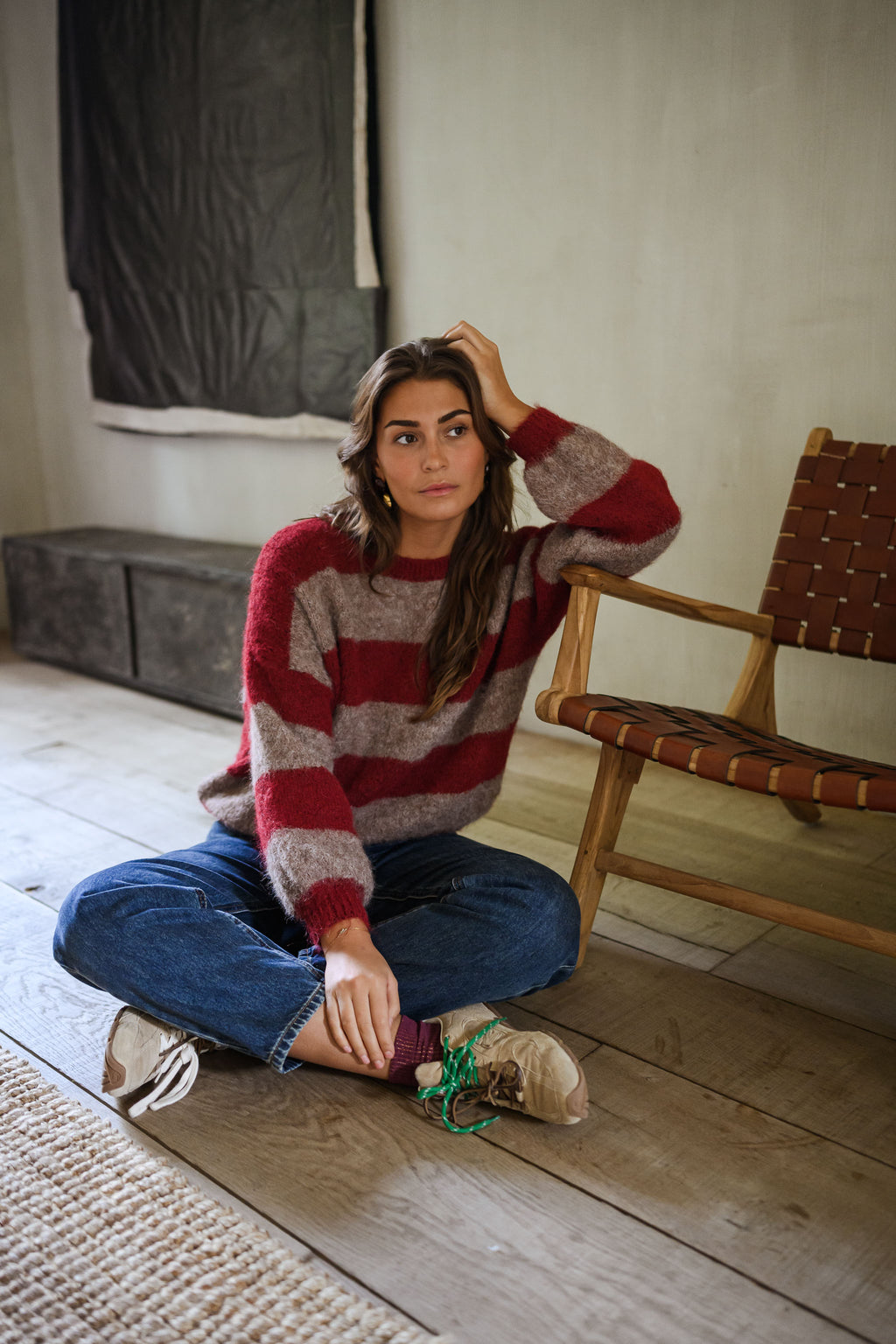 Ralphy Sweater - Burgundy and Brown with Stripes