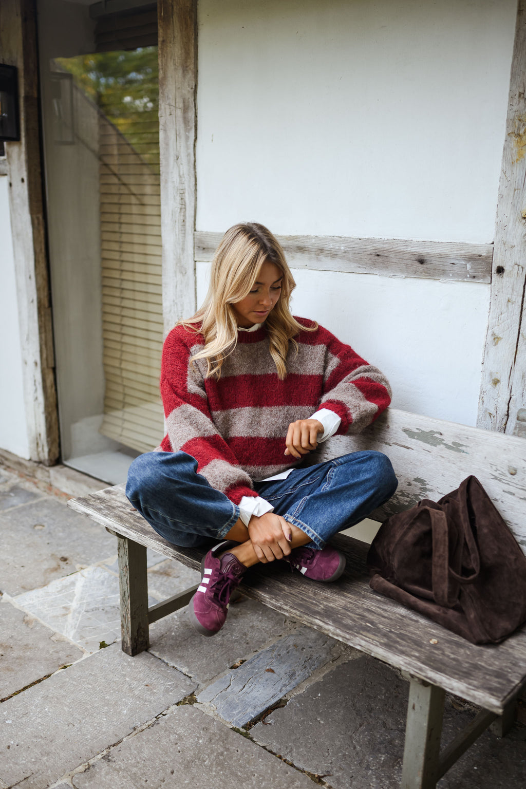Ralphy Sweater - Burgundy and Brown with Stripes