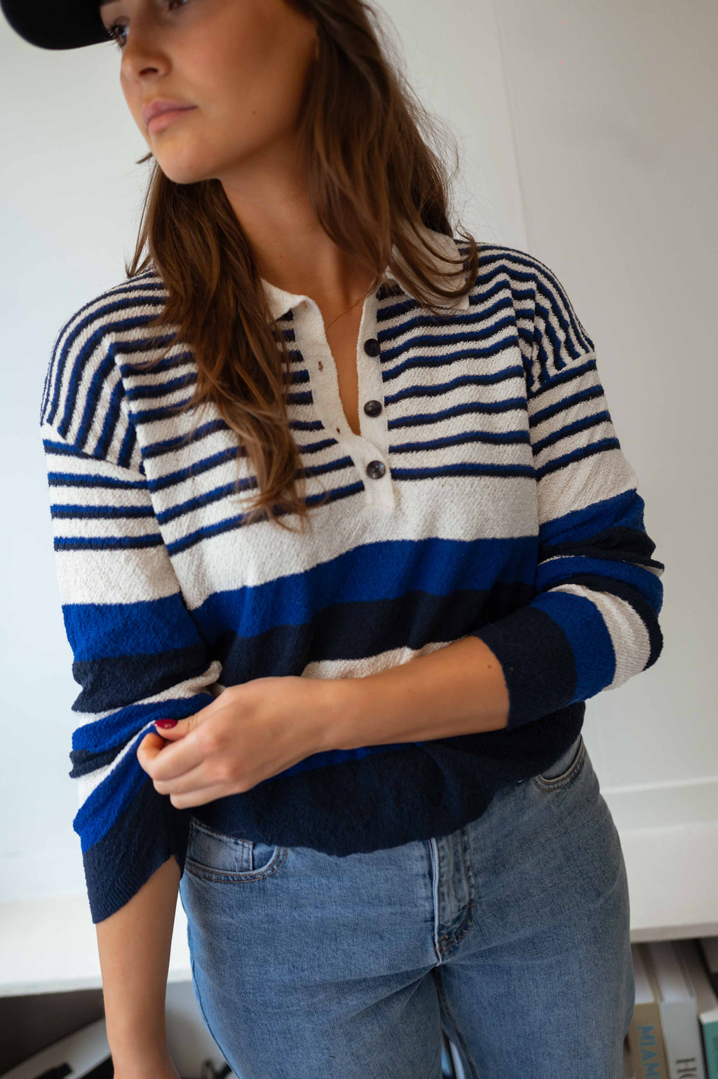 Remi sweater - blue with lines