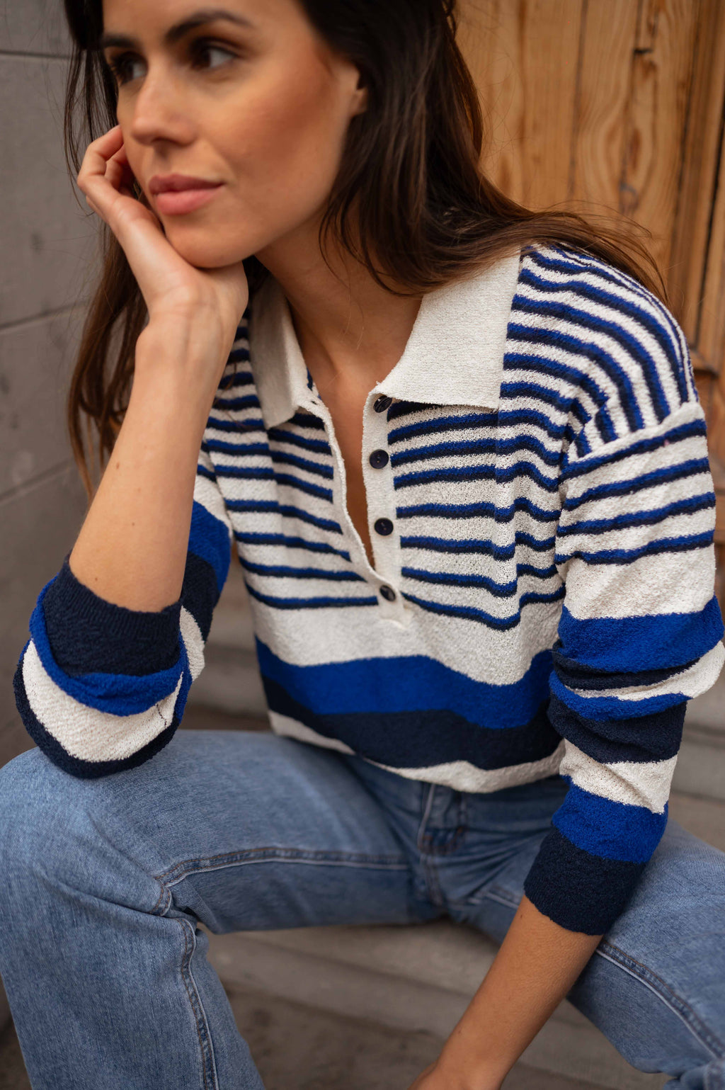 Remi sweater - blue with lines