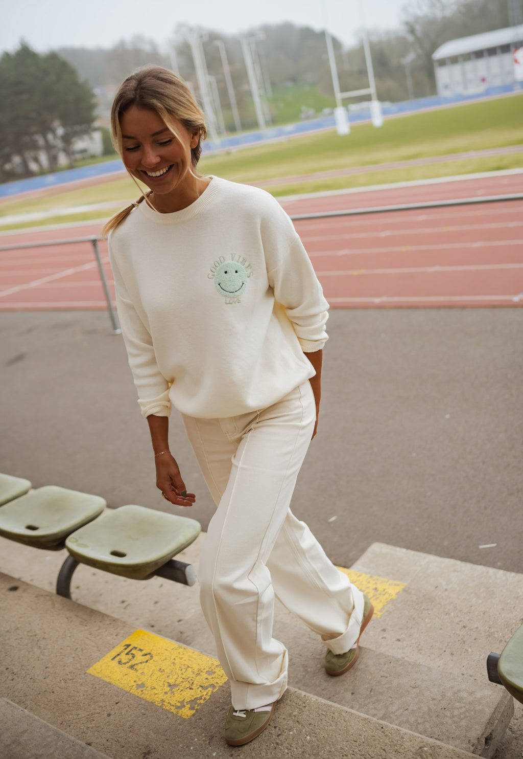 Pull Vibes - écru et vert
