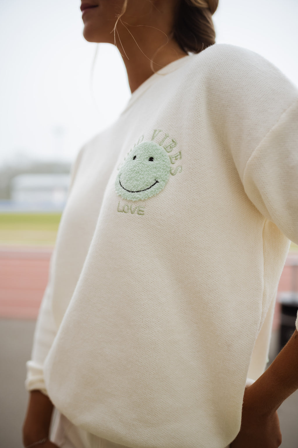 Pull Vibes - écru et vert