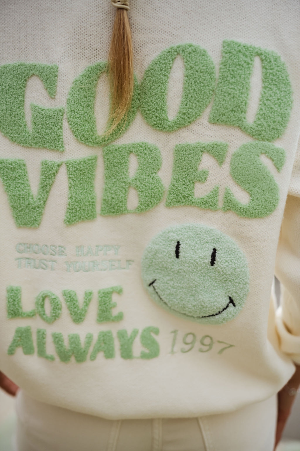 Pull Vibes - écru et vert