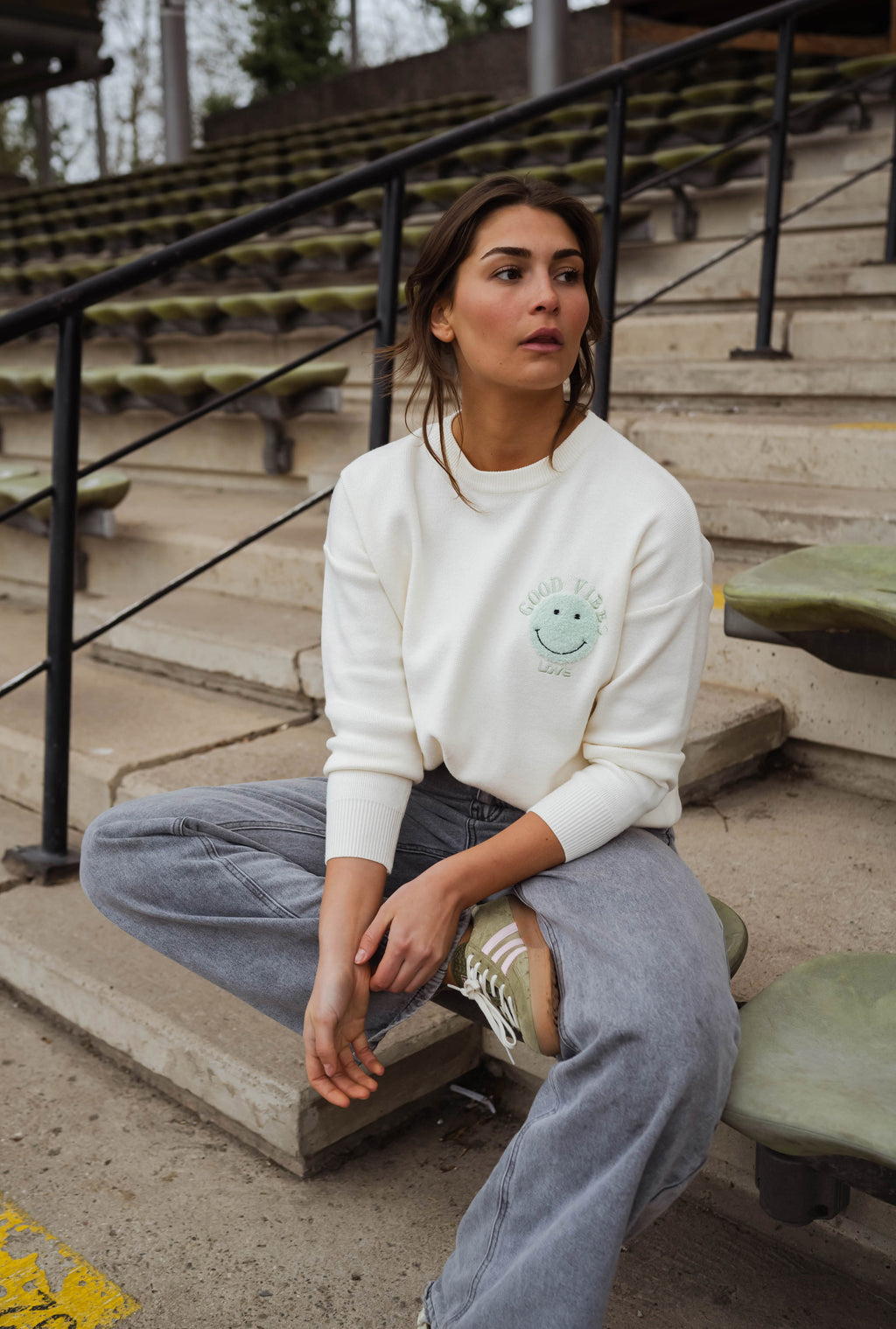 Pull Vibes - écru et vert