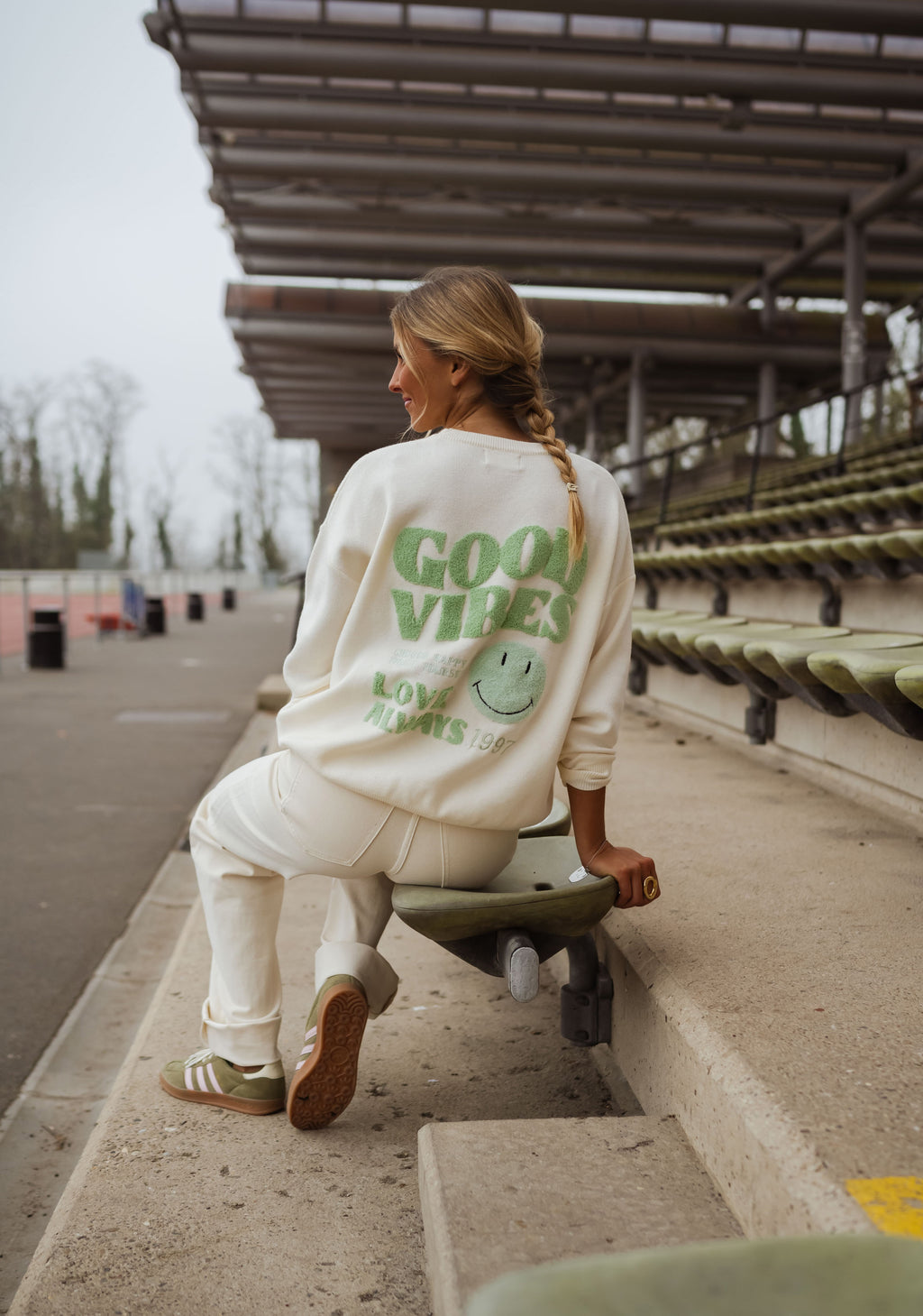 Pull Vibes - écru et vert