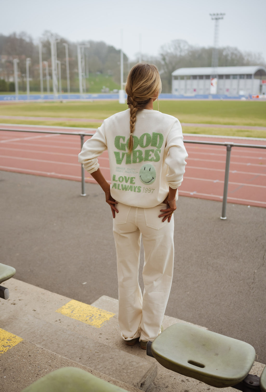 Pull Vibes - écru et vert