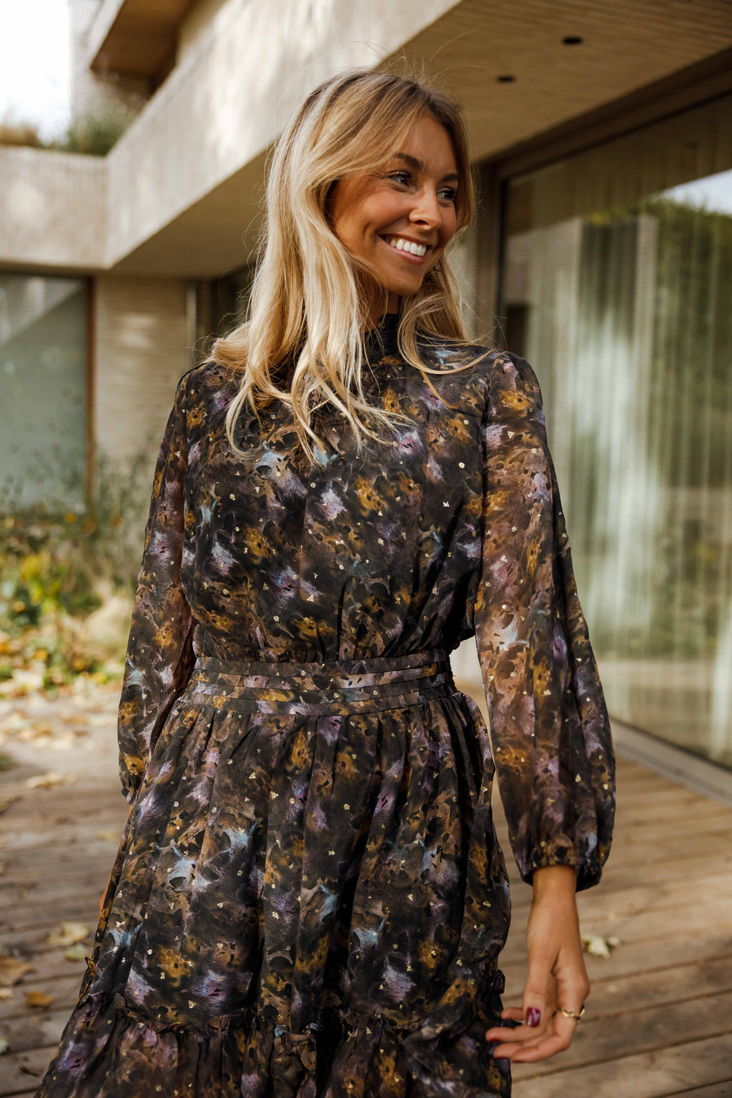 Alexandra dress - black with patterns