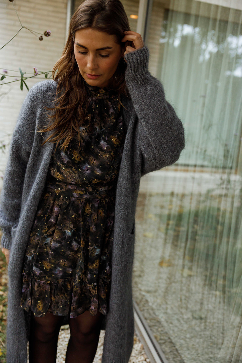 Alexandra dress - black with patterns