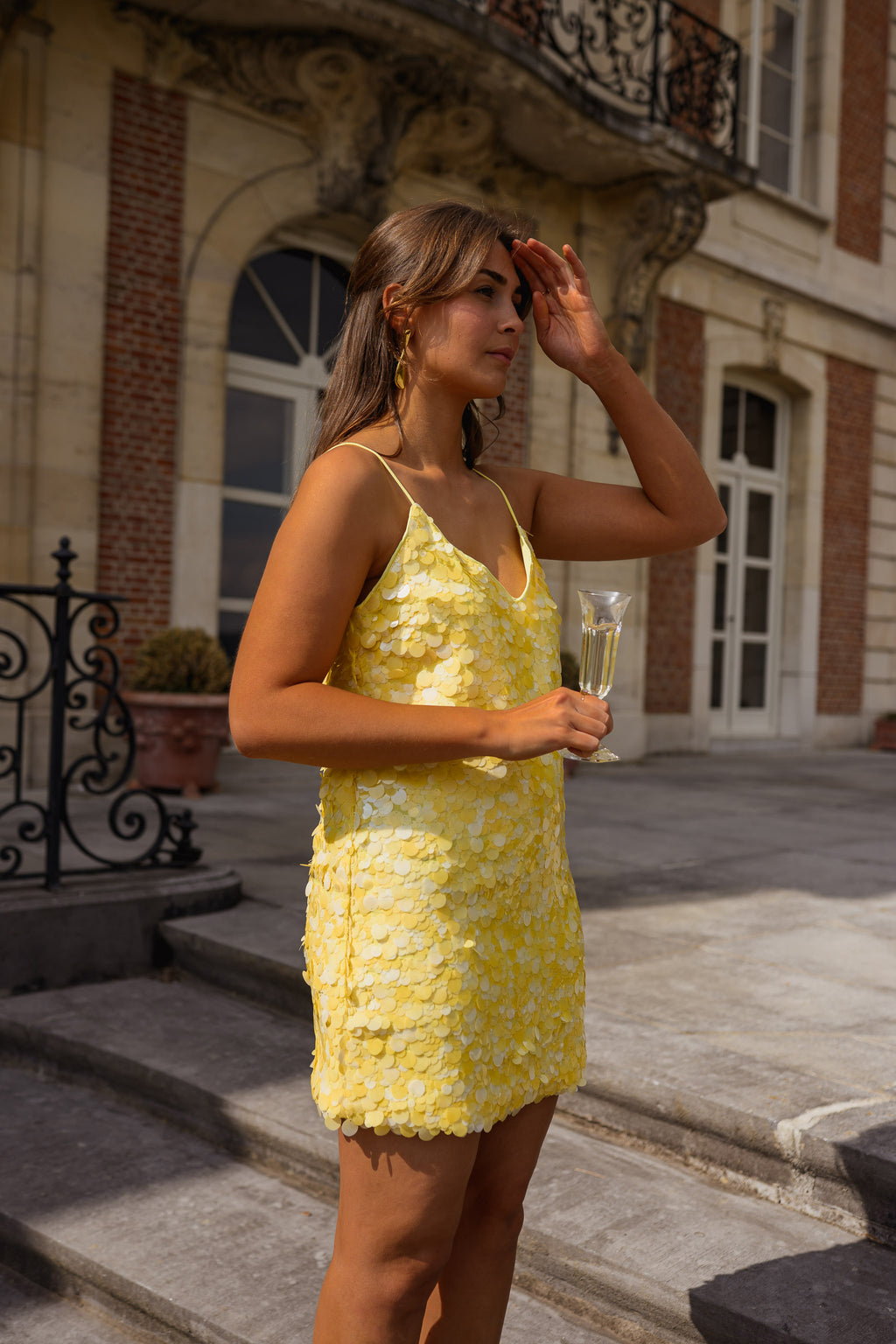 yellow dress with sequins in YELLOW for Women Mermaid Yellow Sequins Long Sweetheart