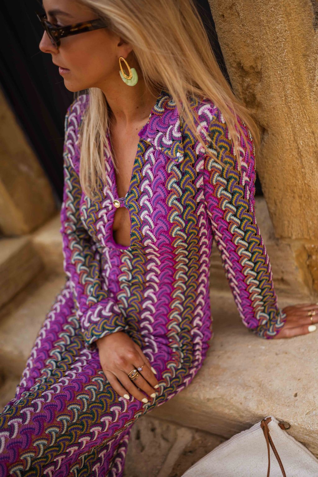 Robe Audrey - mauve à motifs