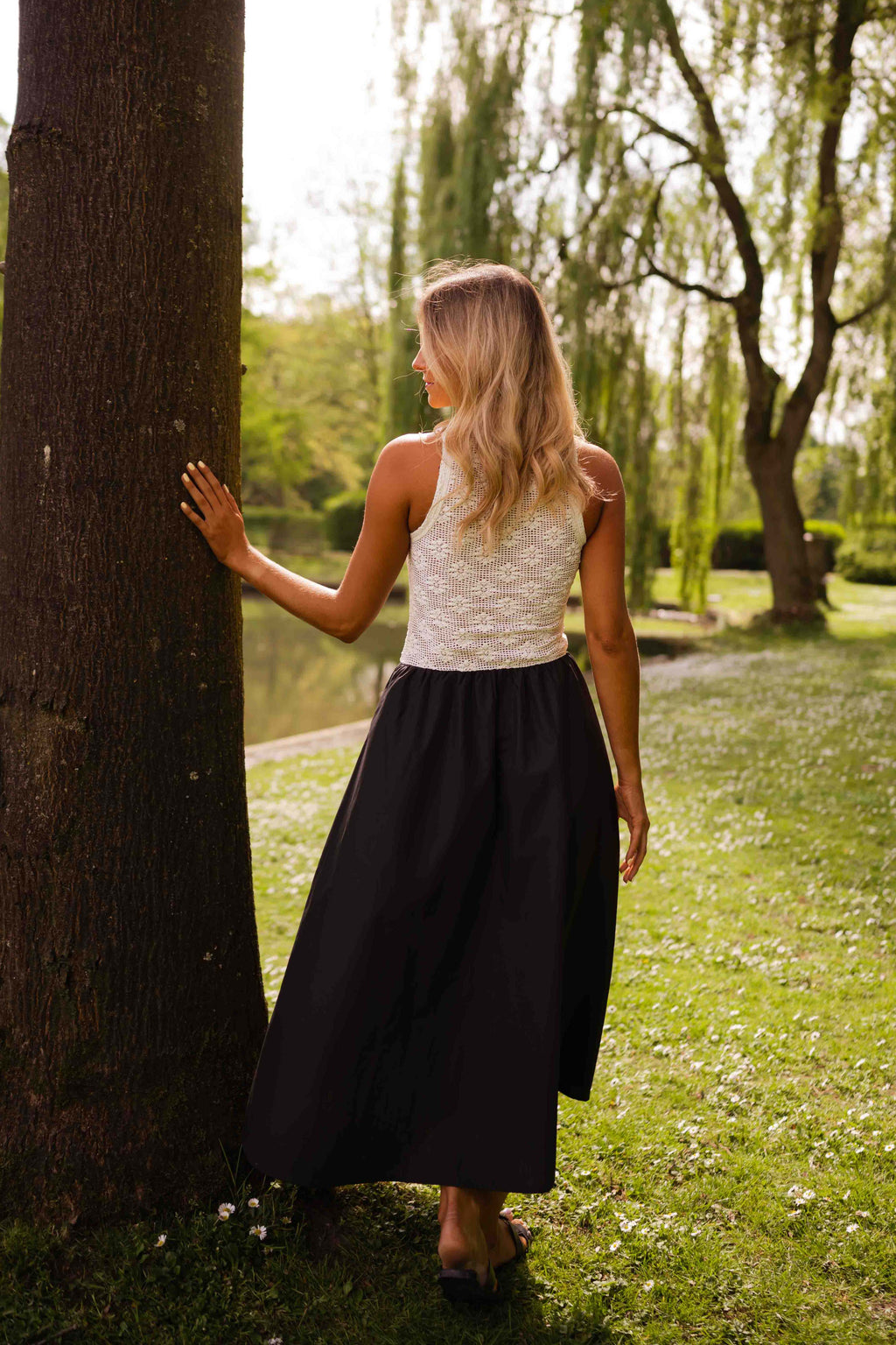 Robe Deborah - écrue et noire