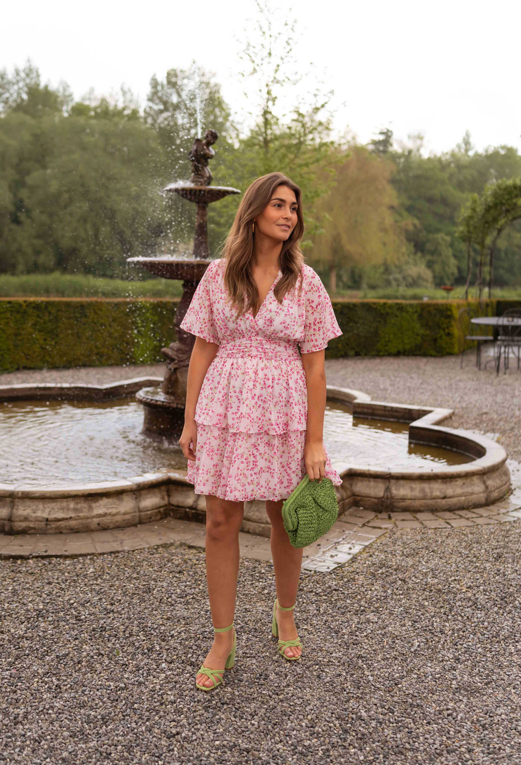 Sabine dress - pink with flowers