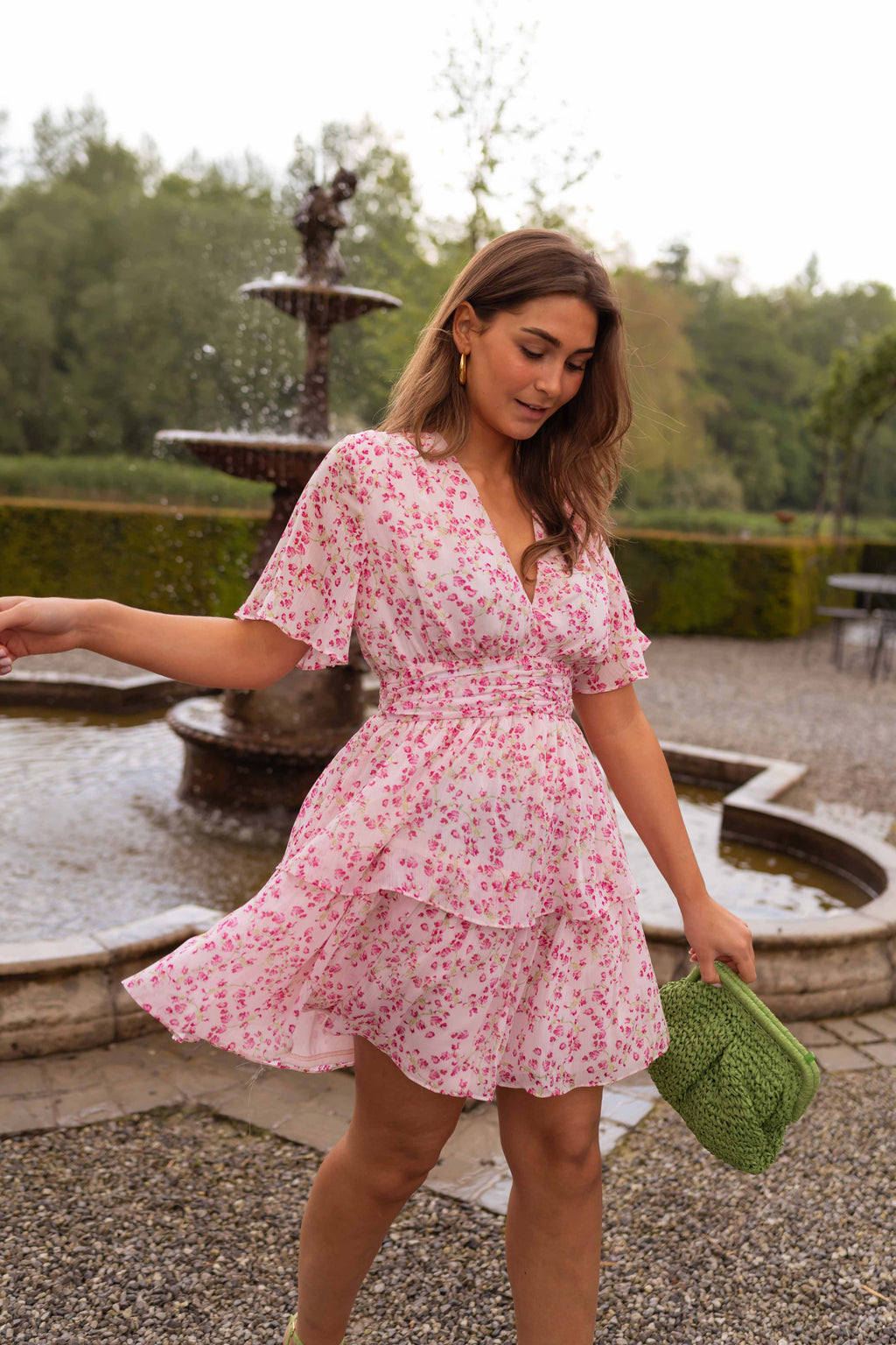 Sabine dress - pink with flowers