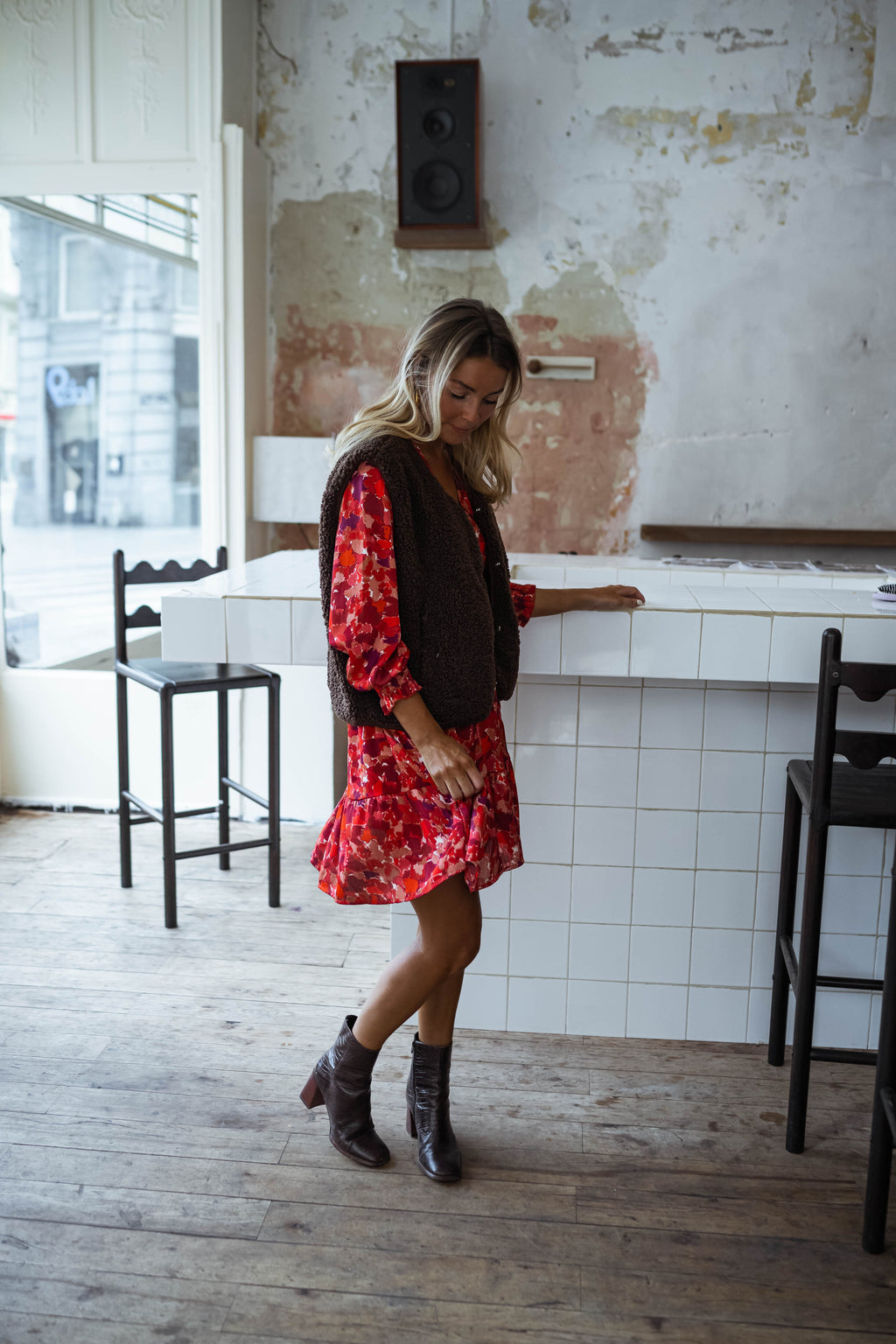 Basha dress - red with patterns