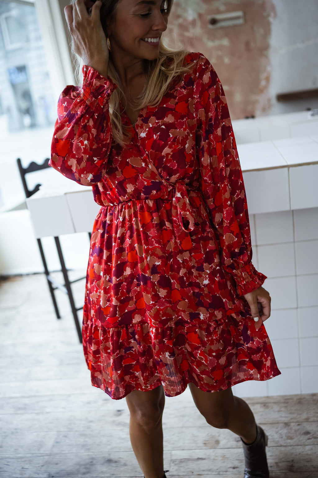 Basha dress - red with patterns