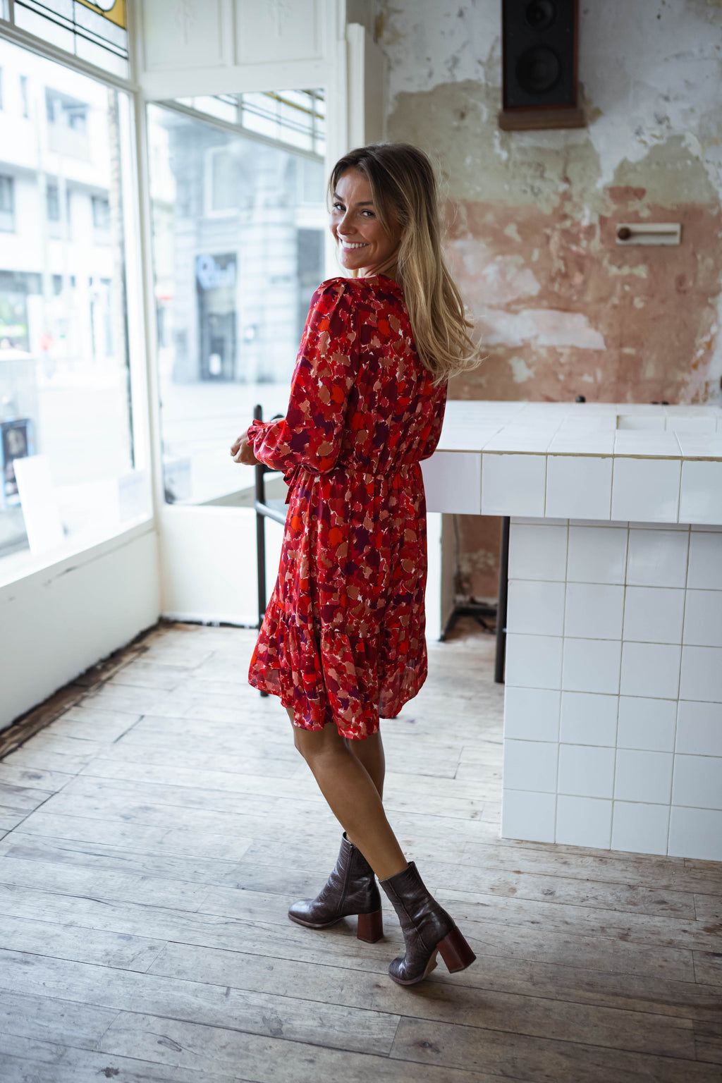 Basha dress - red with patterns