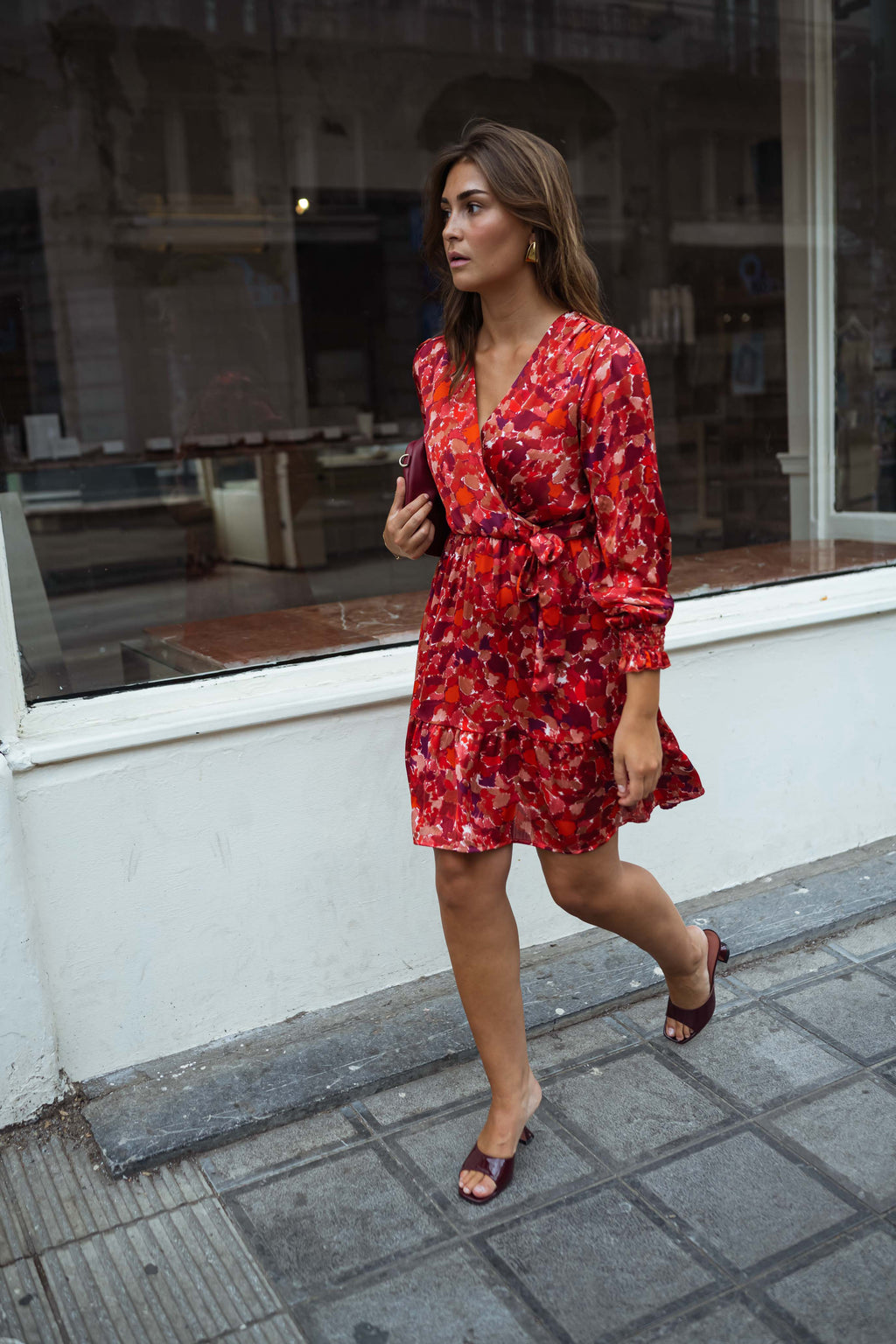 Basha dress - red with patterns